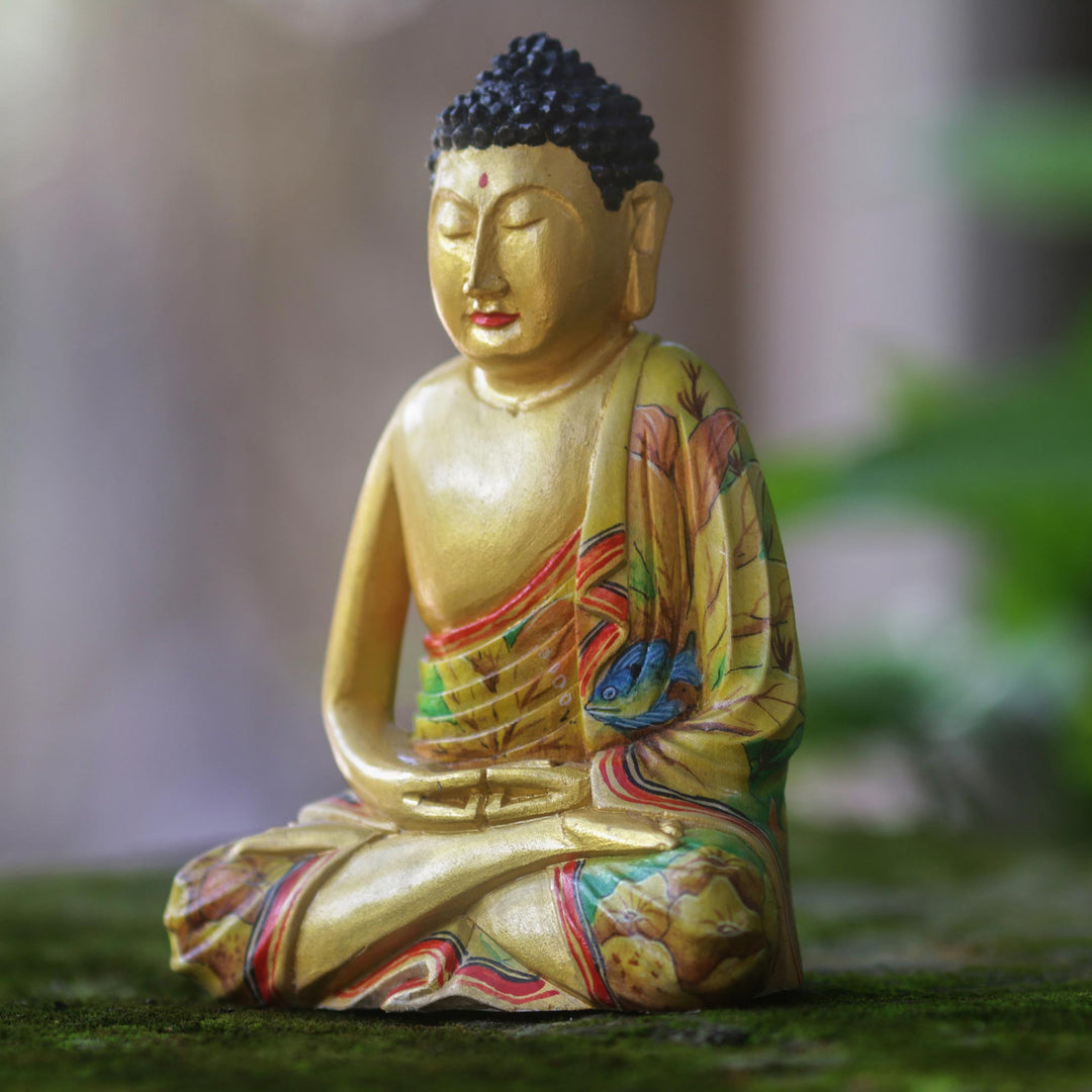 Hand Made Wood Sculpture - Buddha in Meditation