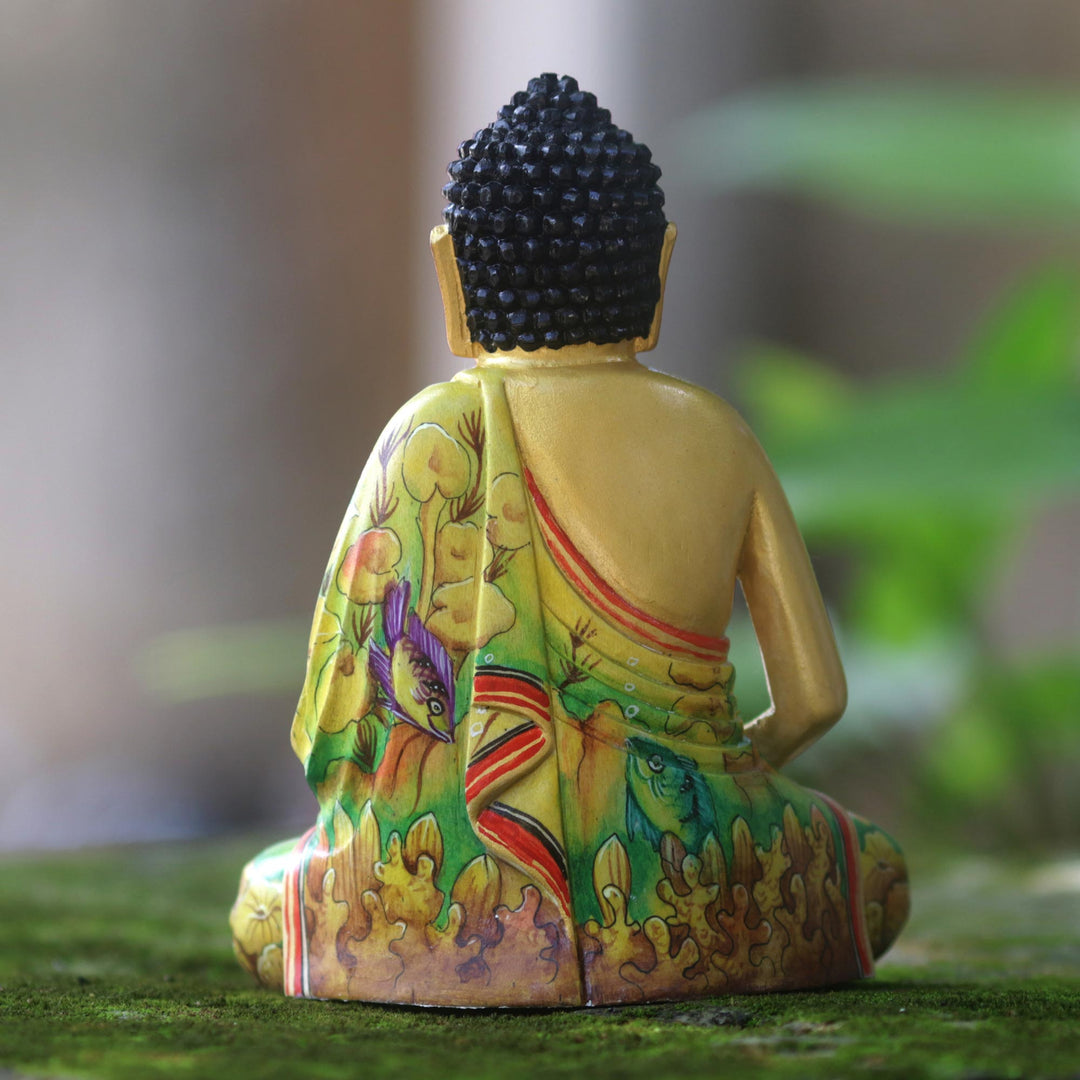 Hand Made Wood Sculpture - Buddha in Meditation