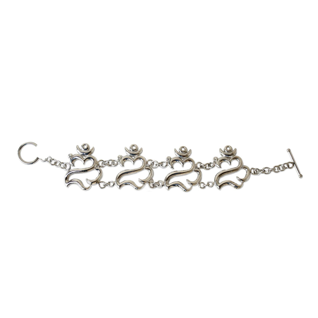 Sterling silver link bracelet - Balinese Om