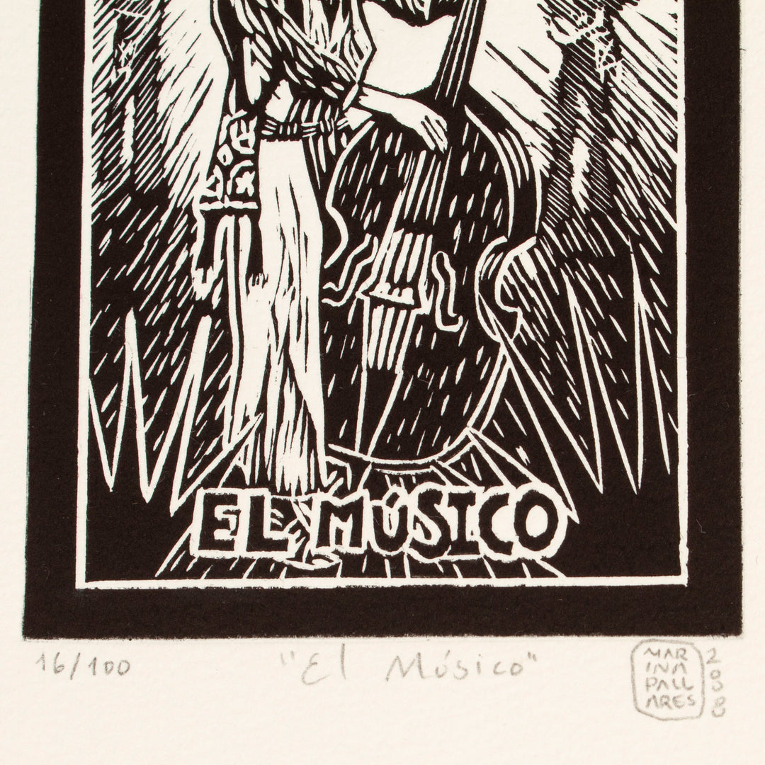 Unique Handmade Painting from Mexico - The Musician Tequila Lotto