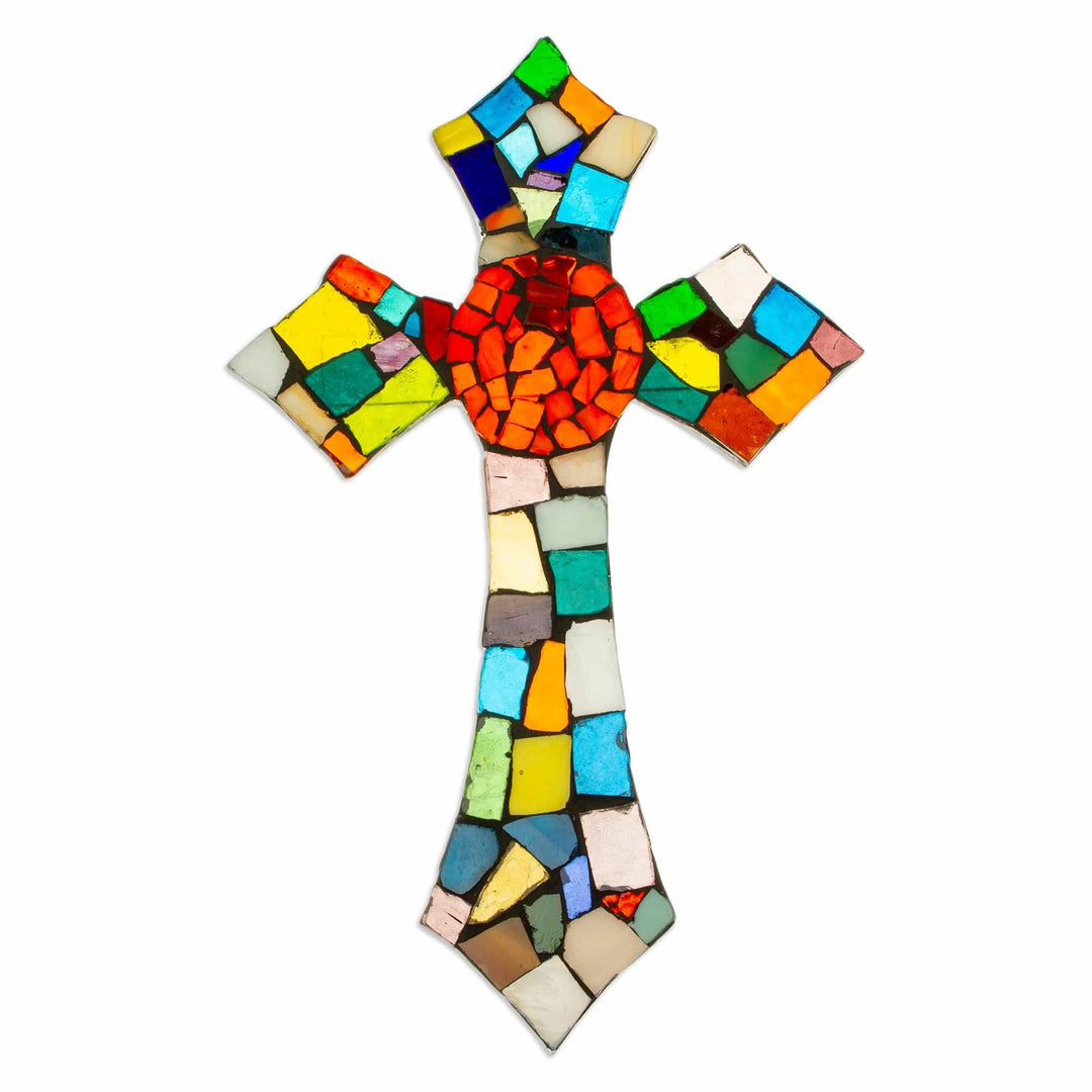 Stained glass cross - Fire of Faith