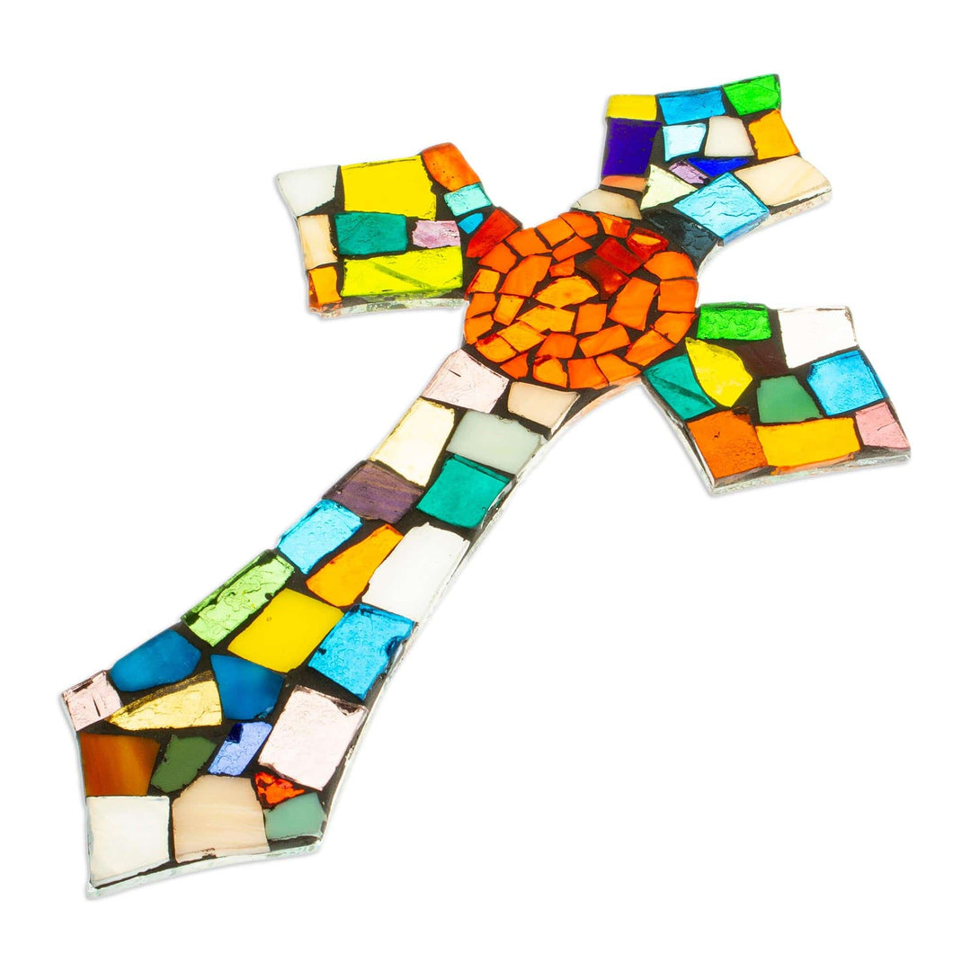 Stained glass cross - Fire of Faith