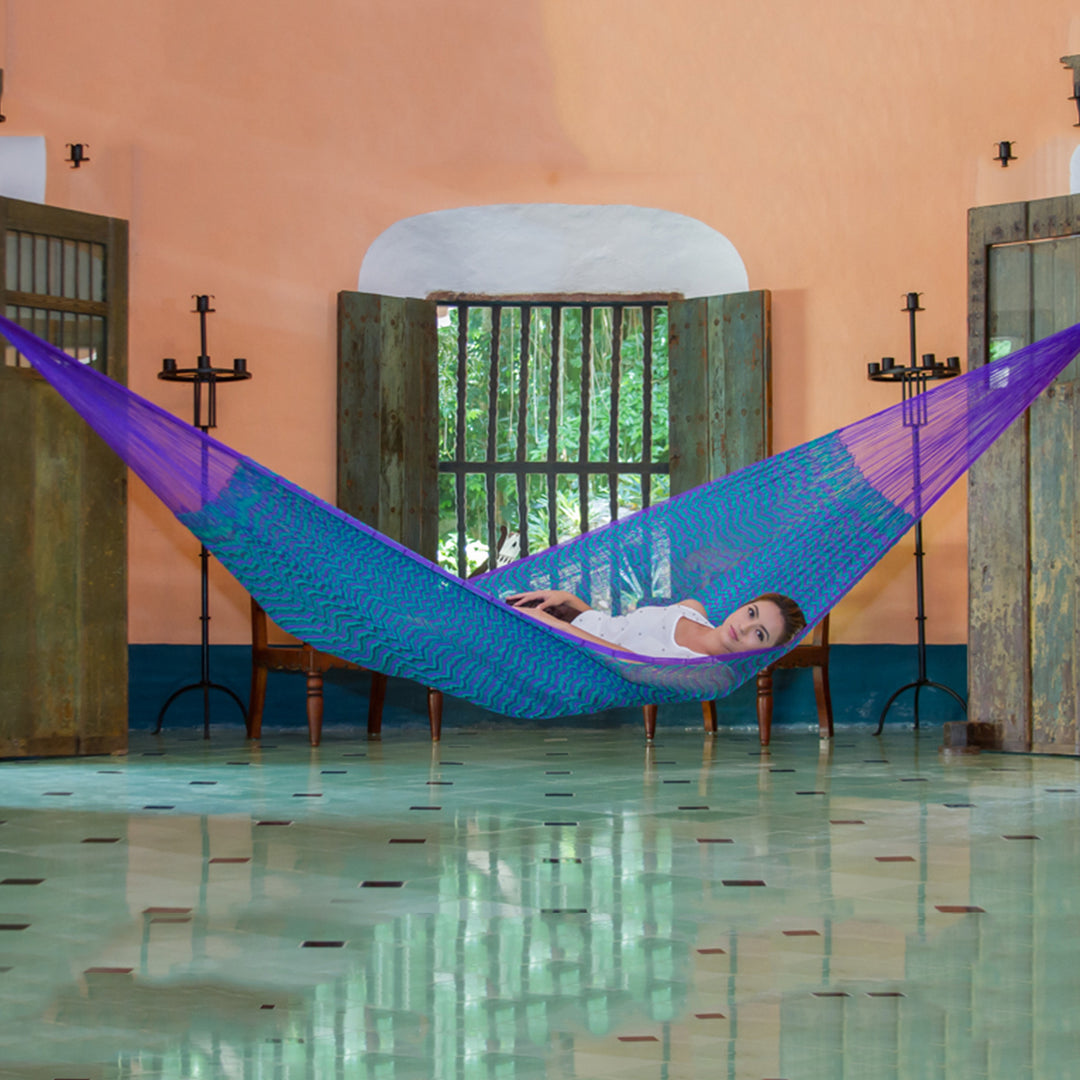 Artisan Crafted Striped Mayan Hammock (Single) - Royal Pheasant