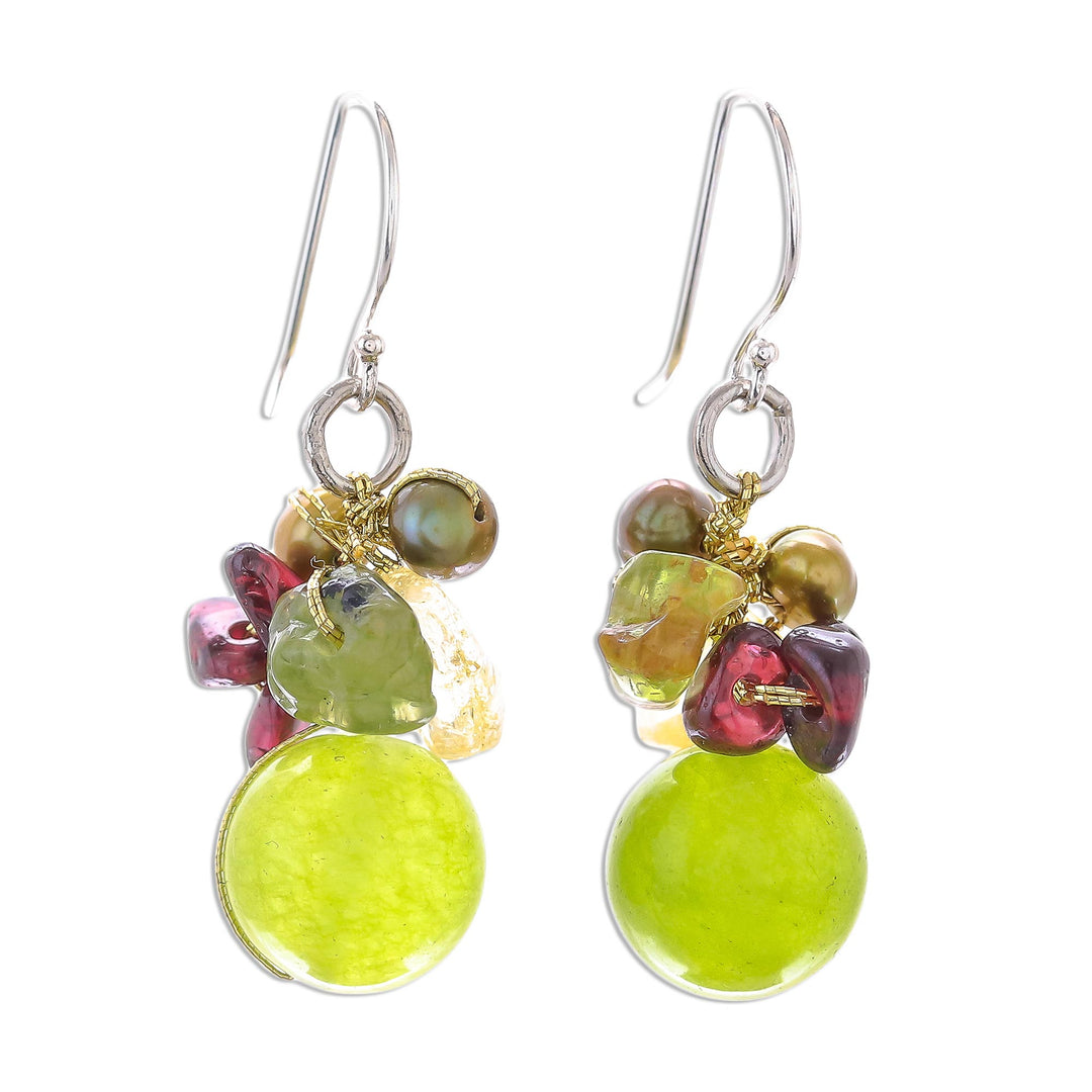 Hand Crafted Beaded Multigem Earrings - Freshness