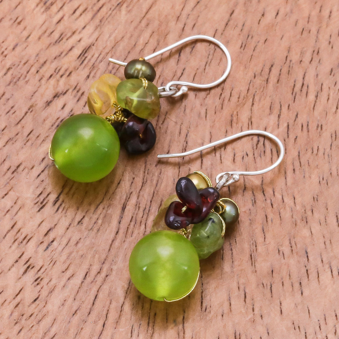 Hand Crafted Beaded Multigem Earrings - Freshness