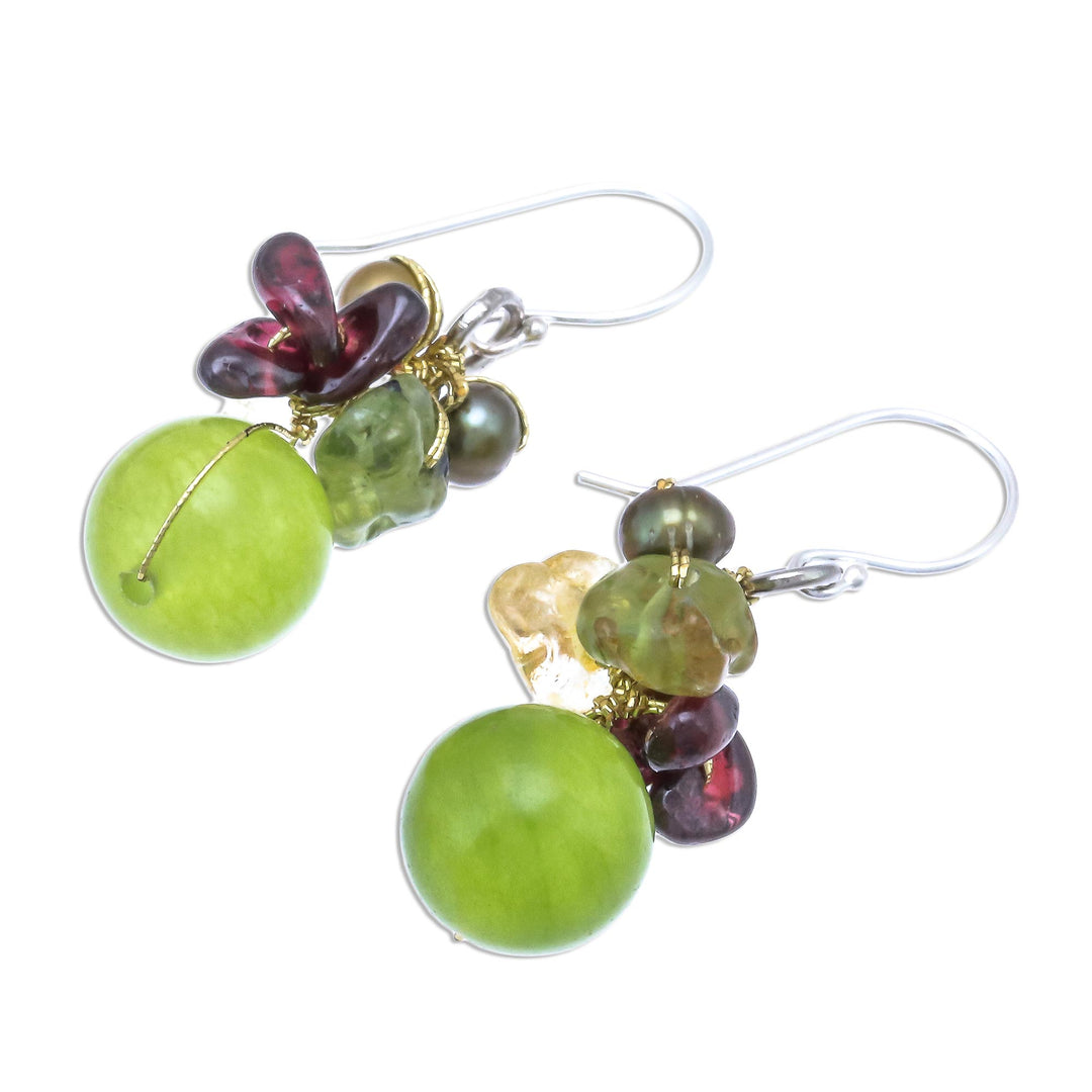 Hand Crafted Beaded Multigem Earrings - Freshness