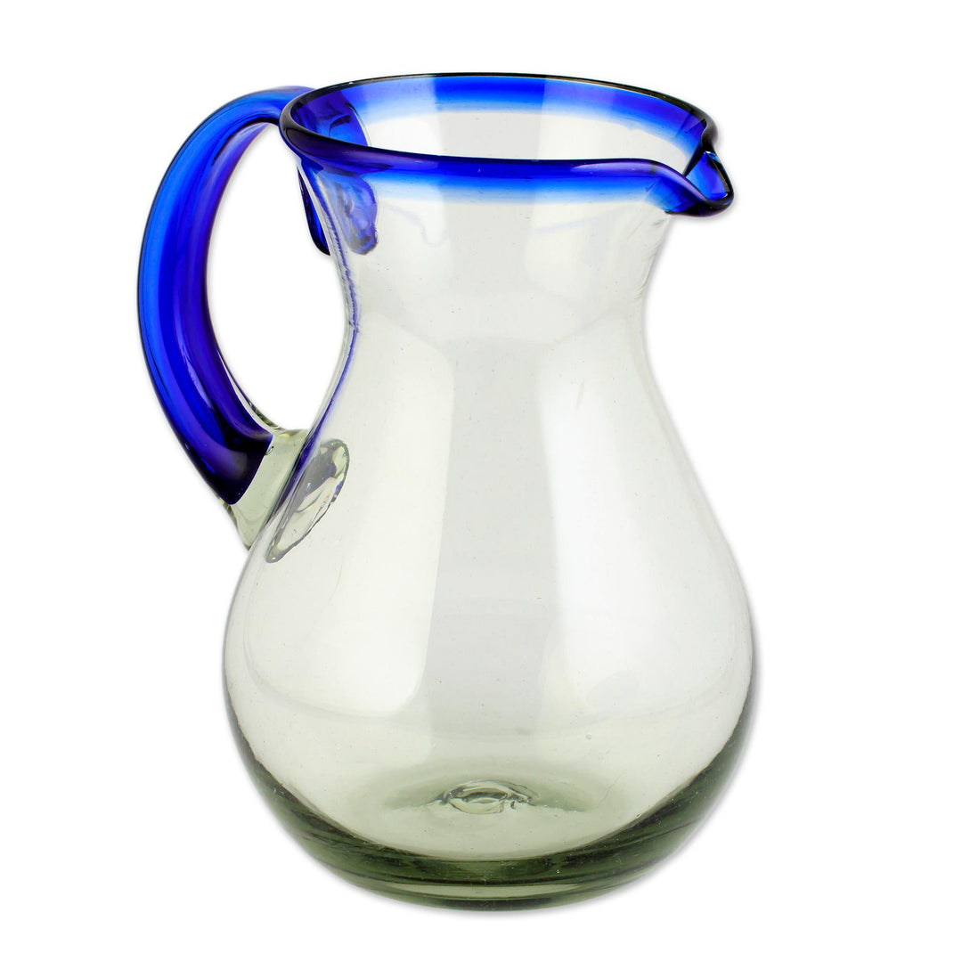Artisan Crafted Pitcher Classic Mexican Handblown Glass - Cobalt Classic