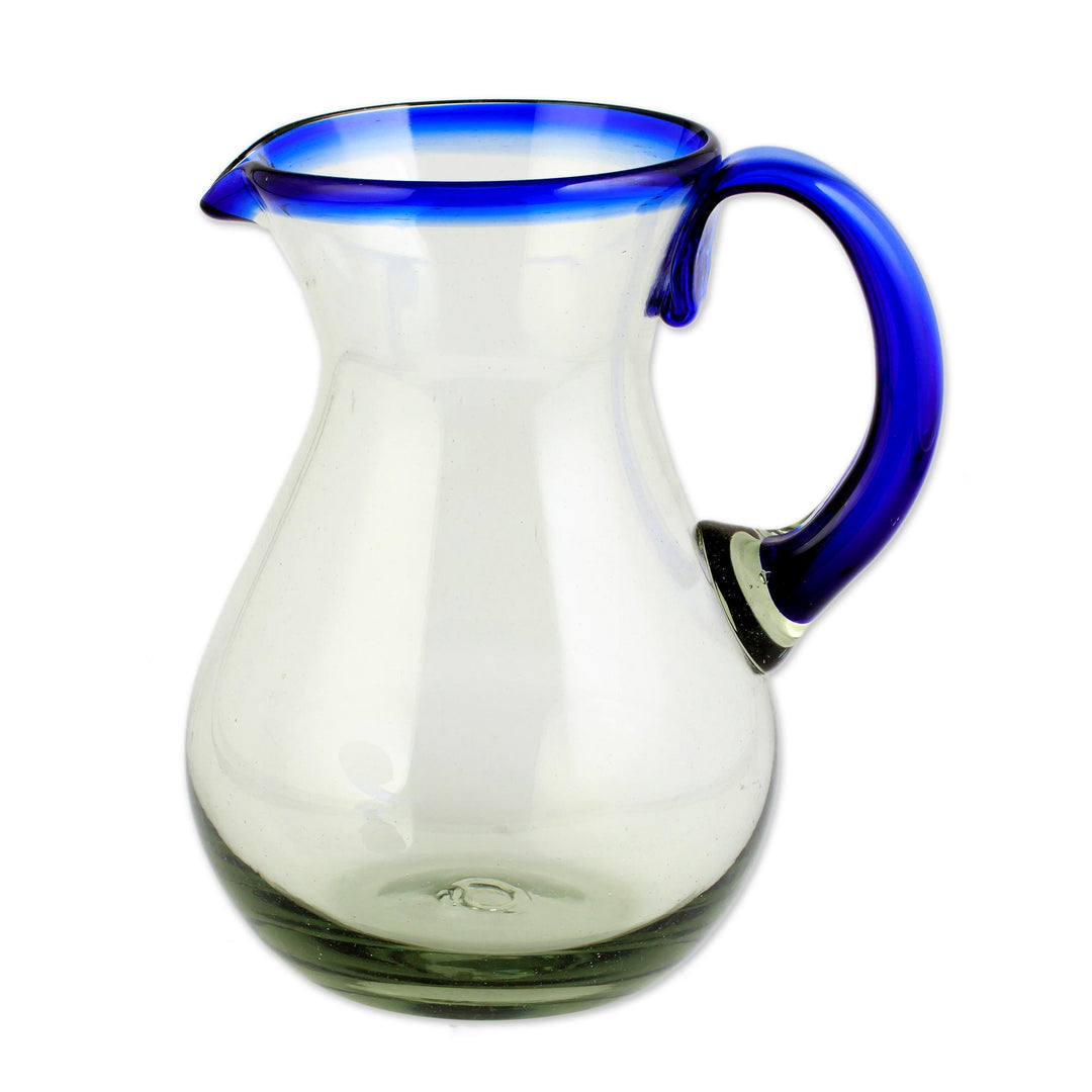 Artisan Crafted Pitcher Classic Mexican Handblown Glass - Cobalt Classic