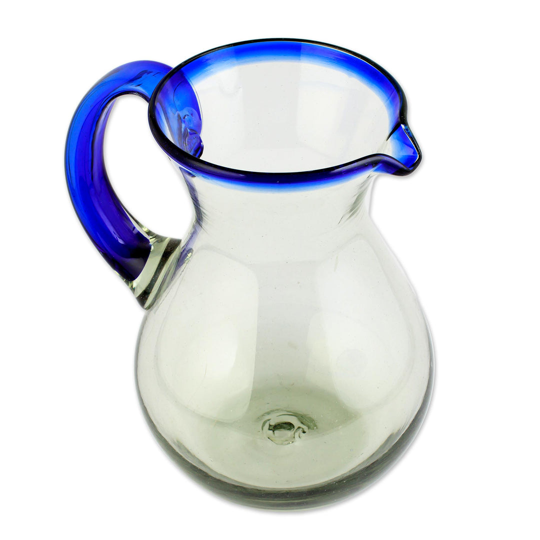 Artisan Crafted Pitcher Classic Mexican Handblown Glass - Cobalt Classic