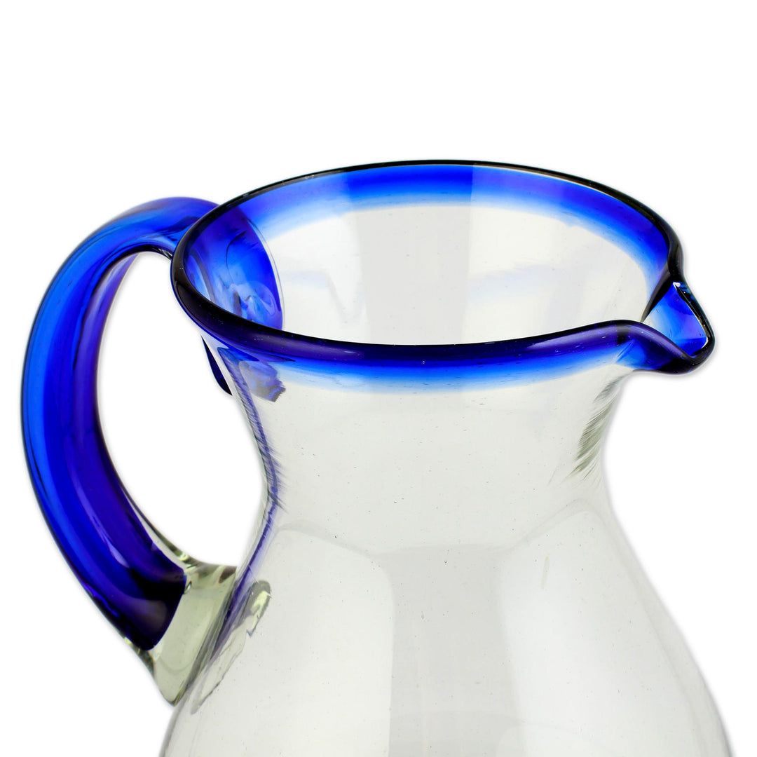 Artisan Crafted Pitcher Classic Mexican Handblown Glass - Cobalt Classic