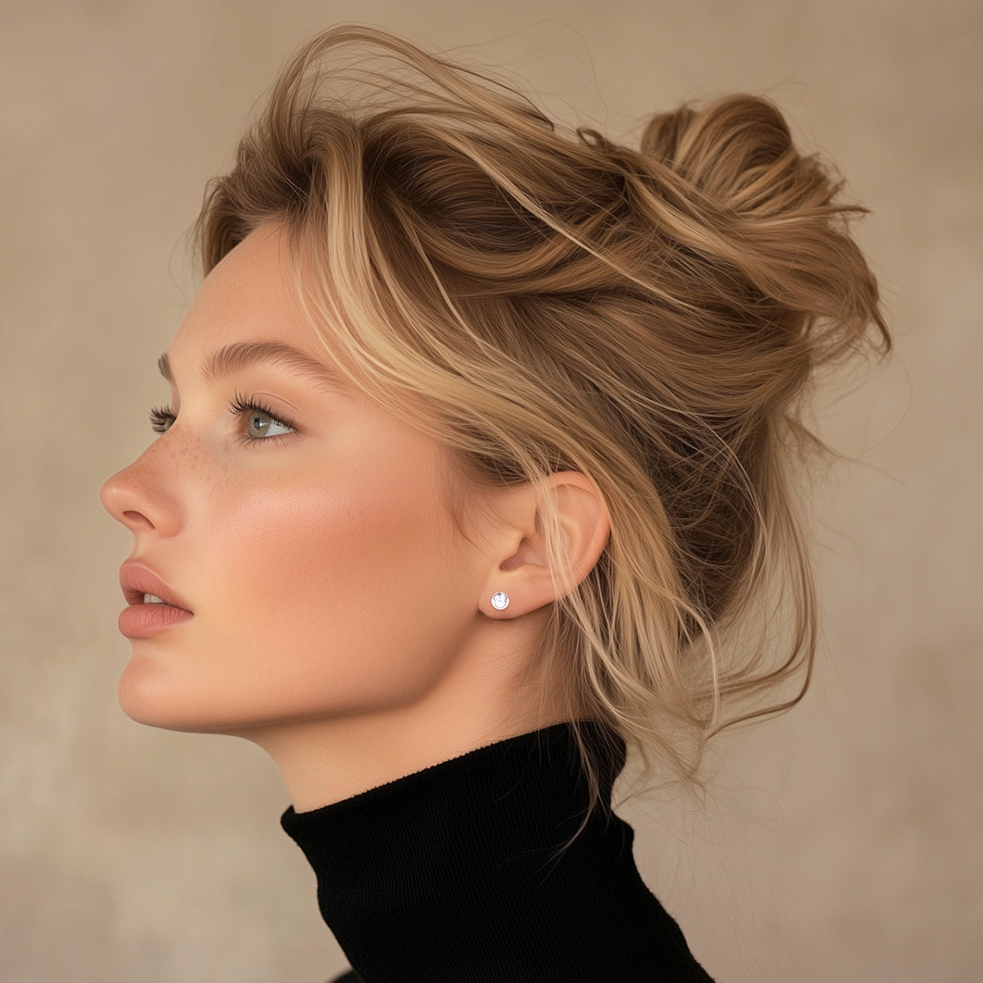 Sterling Silver Pearl Stud Earrings - Brilliant Moon