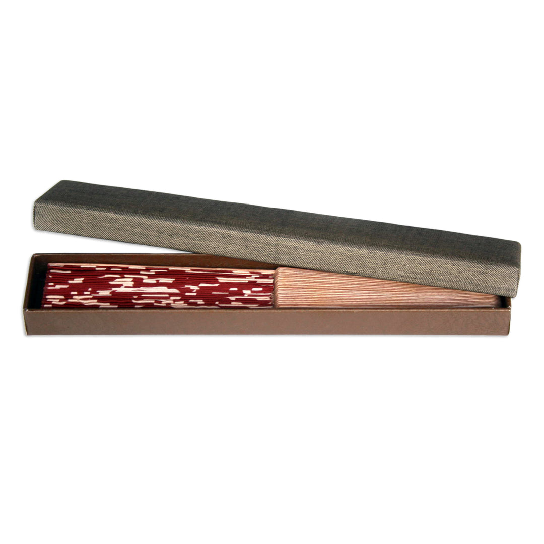 Batik Silk Fan - Red Bali Glory