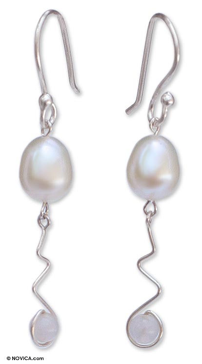 Modern Pearl and Rose Quartz Earrings - Creation