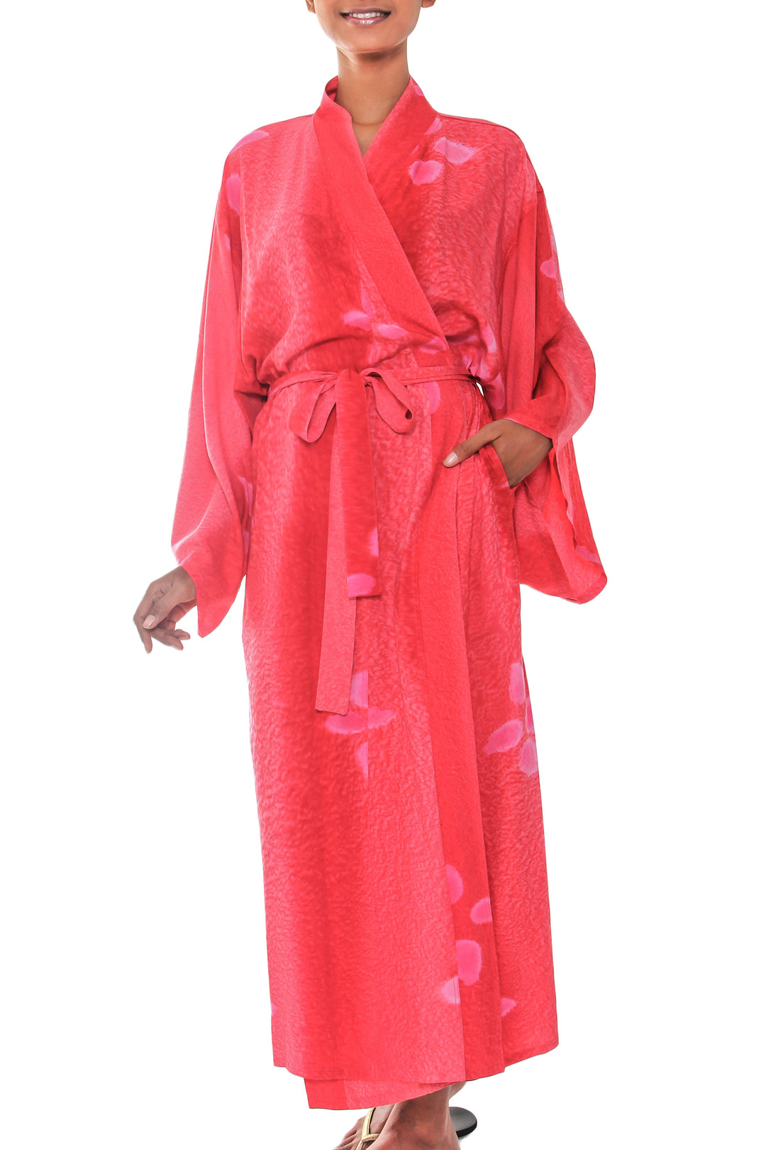 Women's Fair Trade Indonesian Red Batik Robe - Kissed by Crimson