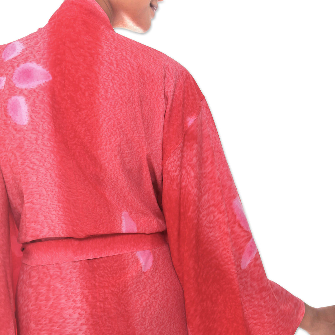 Women's Fair Trade Indonesian Red Batik Robe - Kissed by Crimson