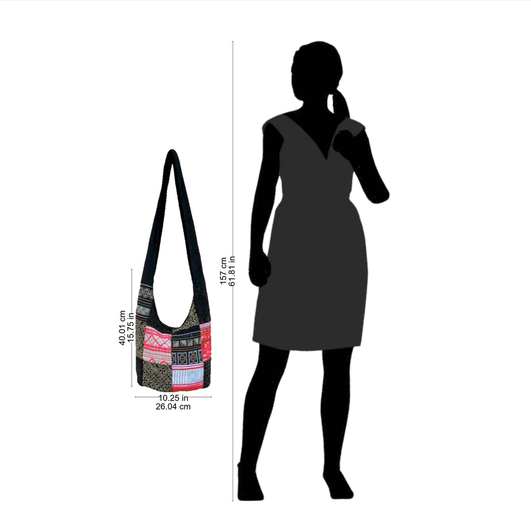 Handcrafted Hill Tribe Patchwork Sling Bag - Hmong Tradition