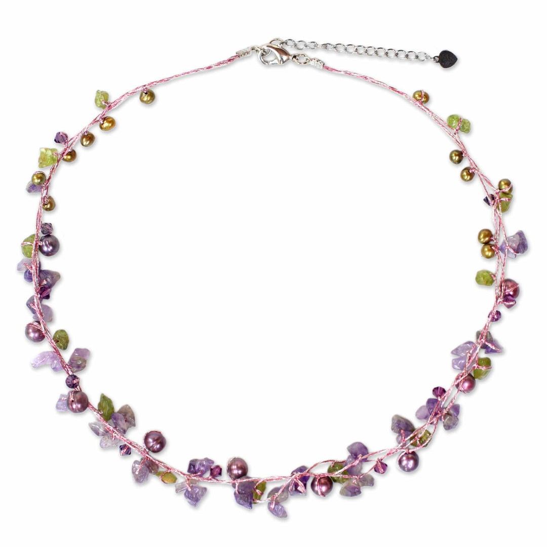 Amethyst and Peridot Necklace Handmade in Thailand - Tropical Elite