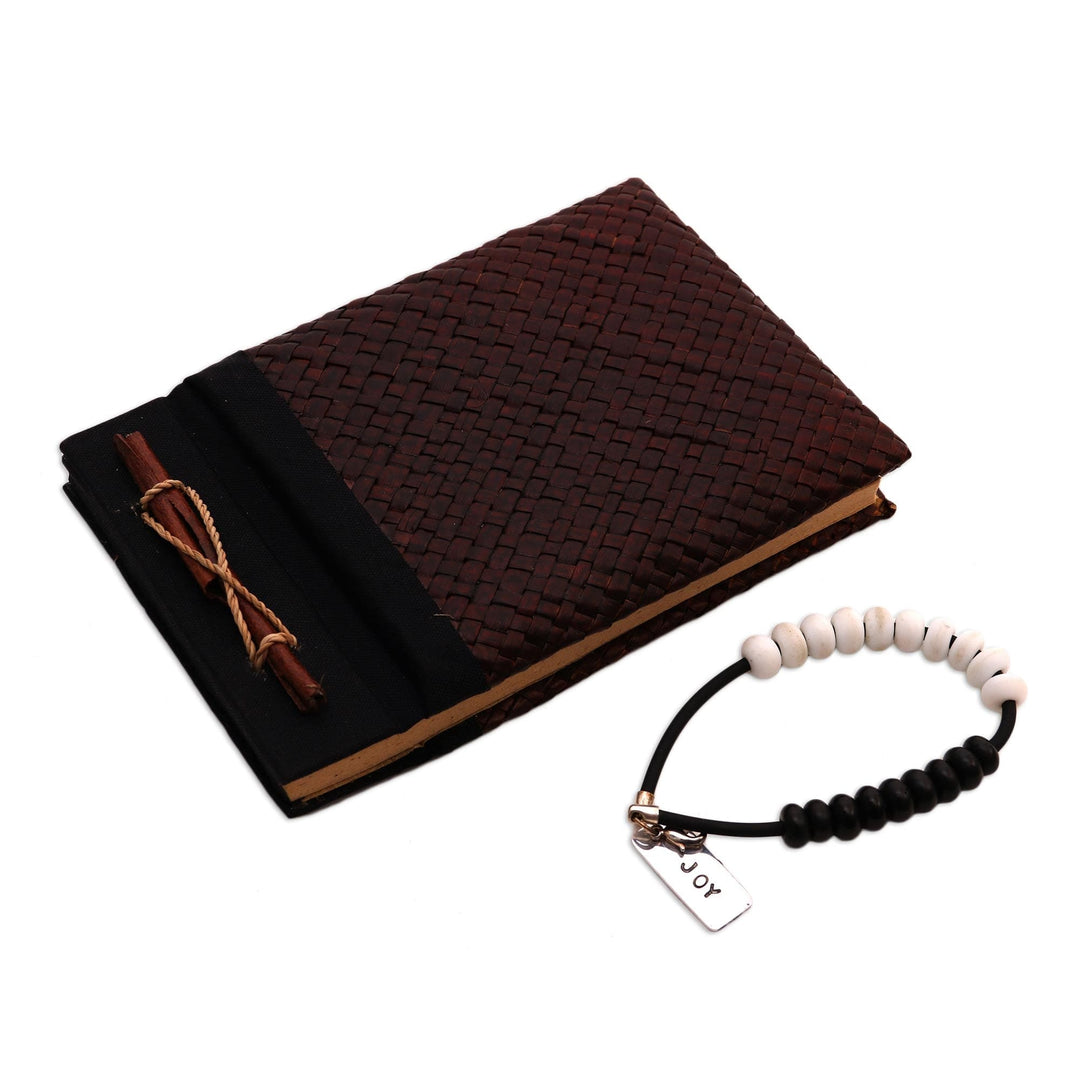 Karma Counter bracelet and natural fiber journal - Good Vibes