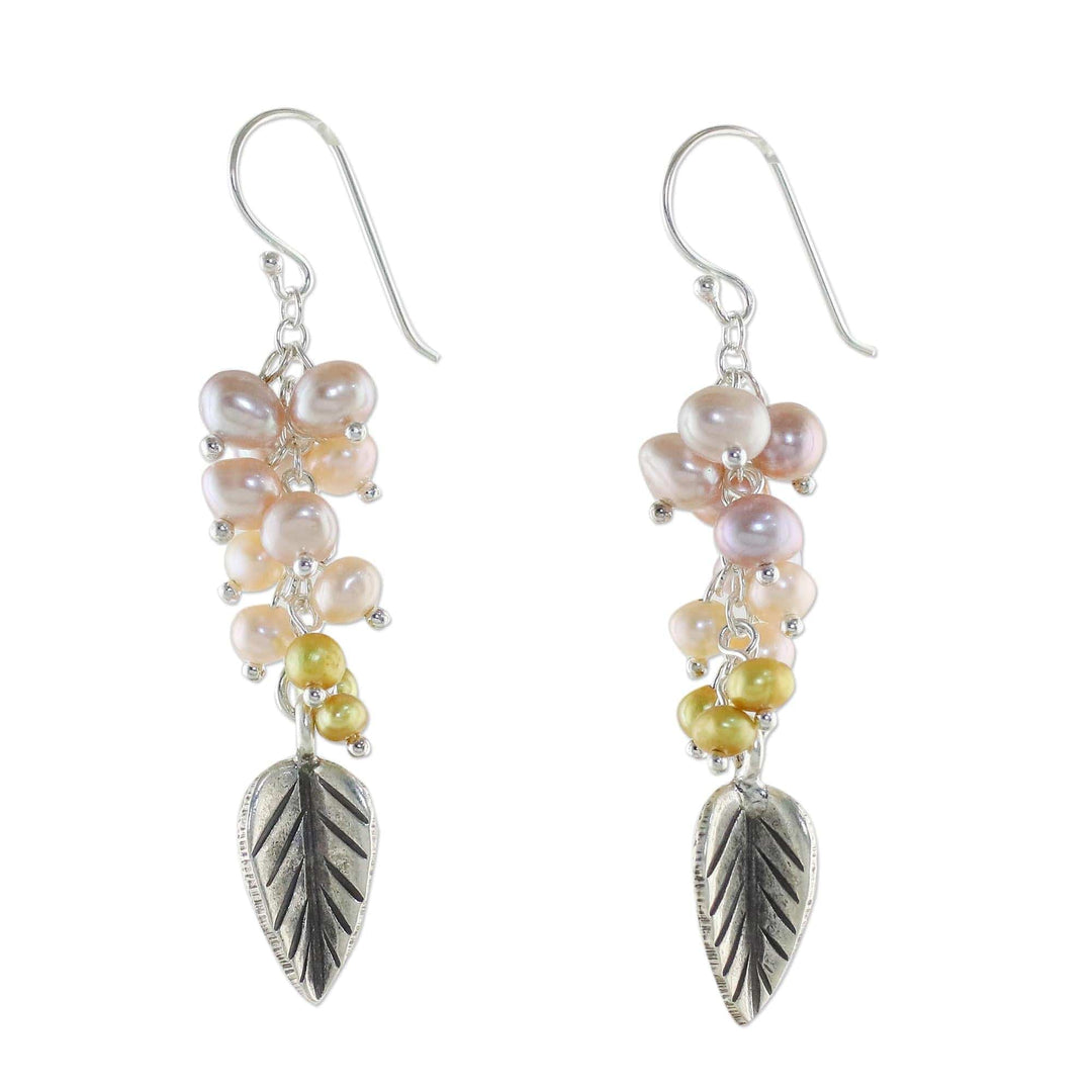 Sterling Silver and Pearl Dangle Earrings - Perfect Leaf