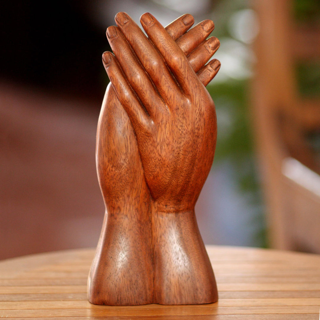 Indonesian Suar Wood Sculpture - Friendly Post
