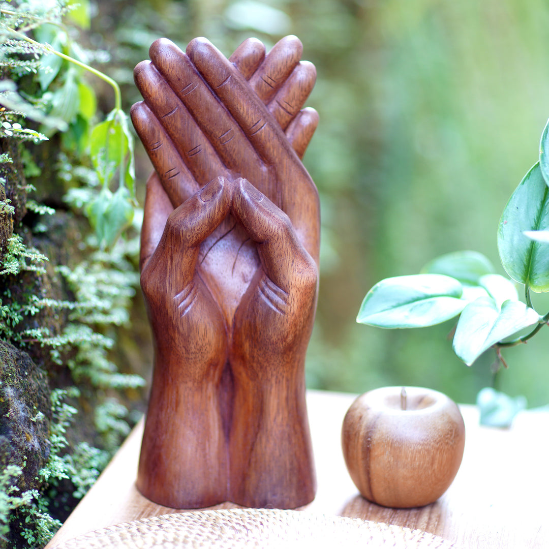 Indonesian Suar Wood Sculpture - Friendly Post