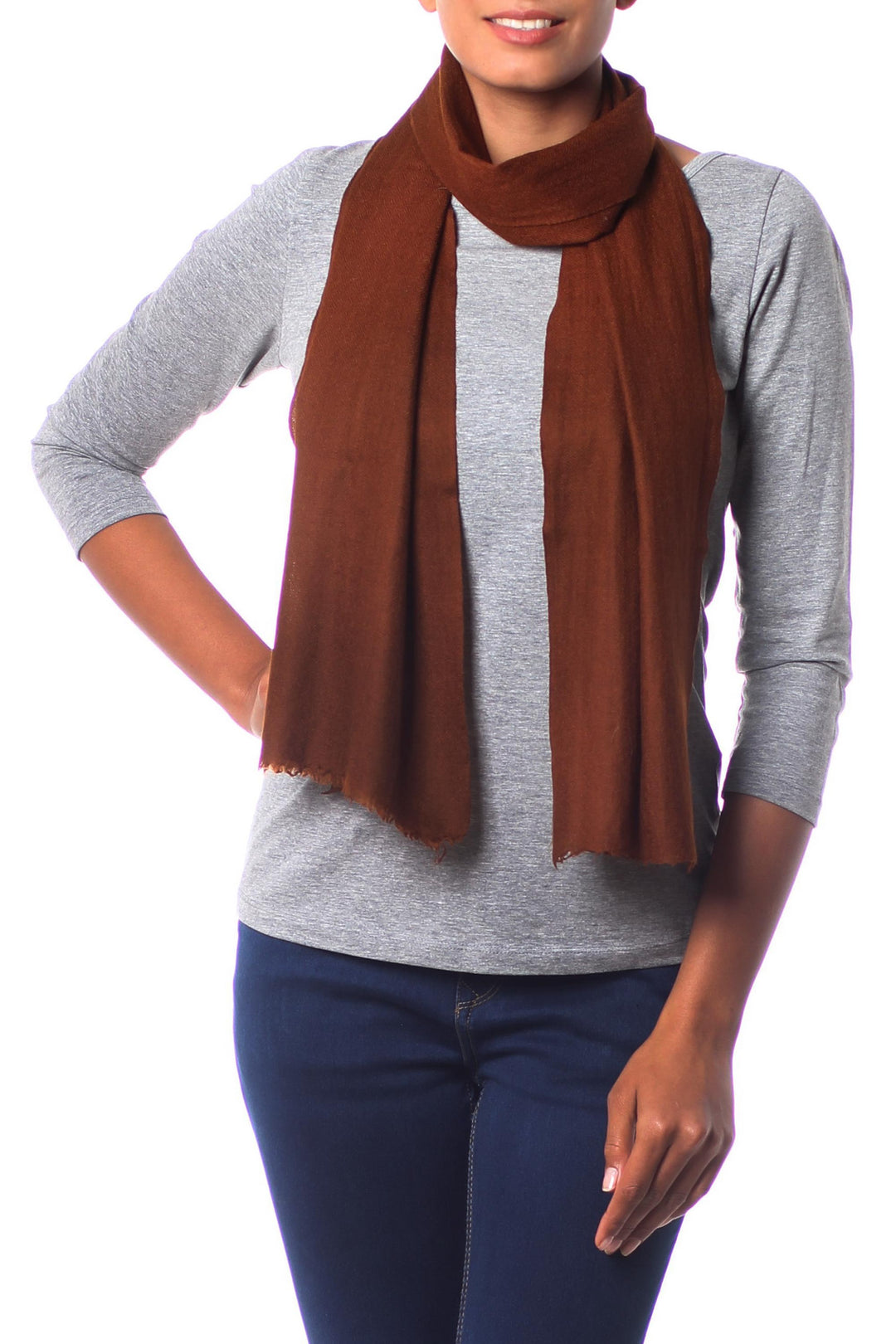 Wool scarf - Smart in Chocolate Brown