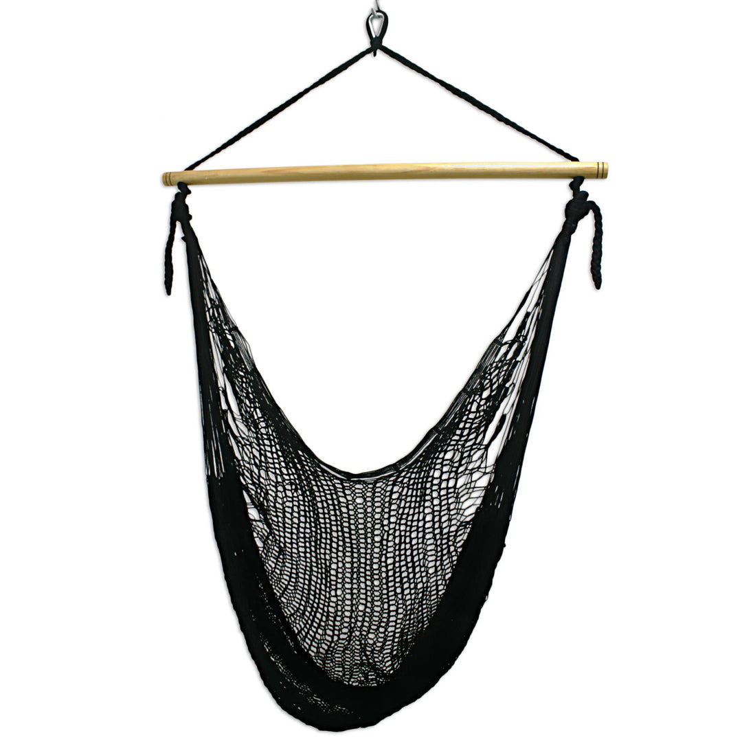 Black Nylon Hammock Swing Chair Handmade in Mexico - Caribbean Nights