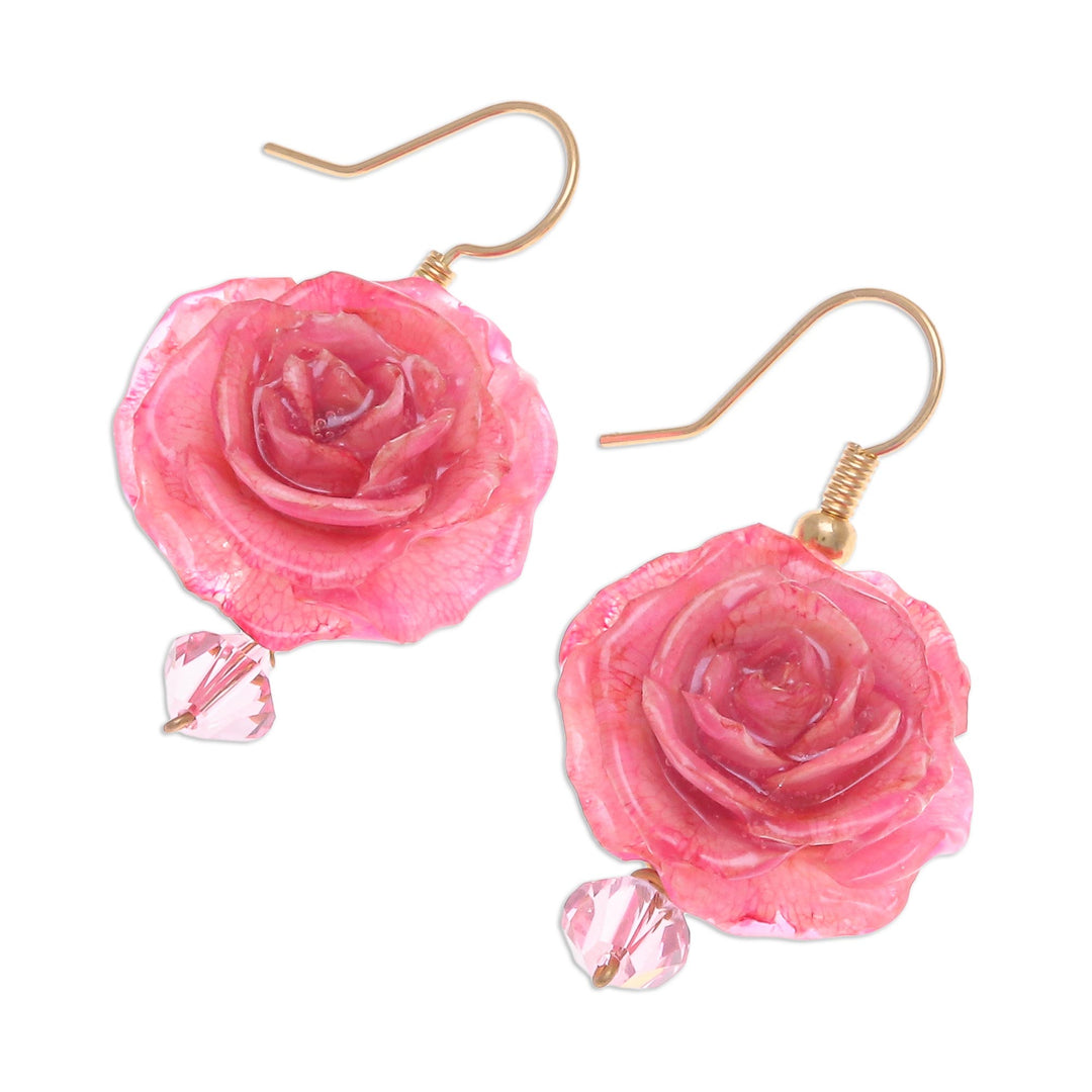 Natural Flower Dangle Earrings - Timeless Pink