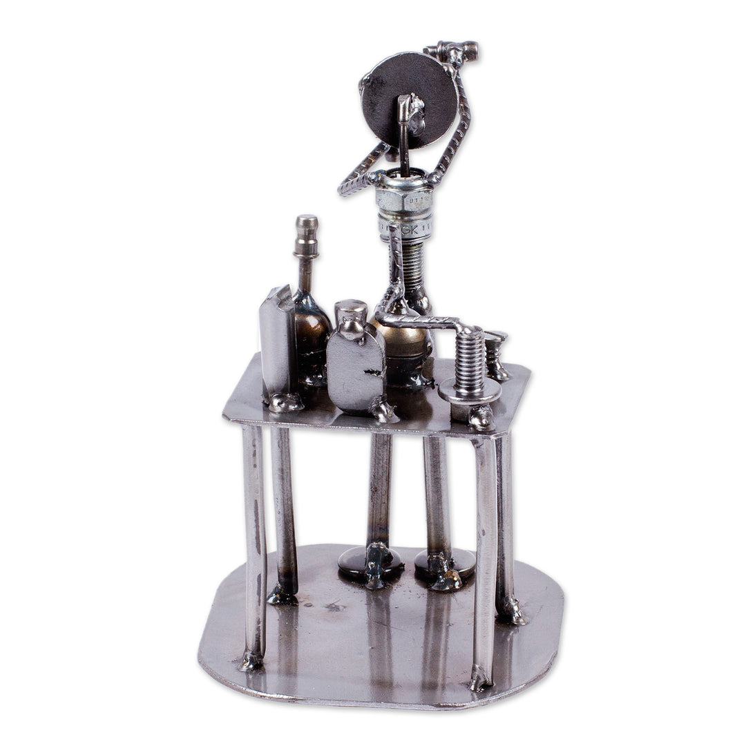 Collectible Recycled Metal Sculpture Handmade in Mexico - Rustic Scientist