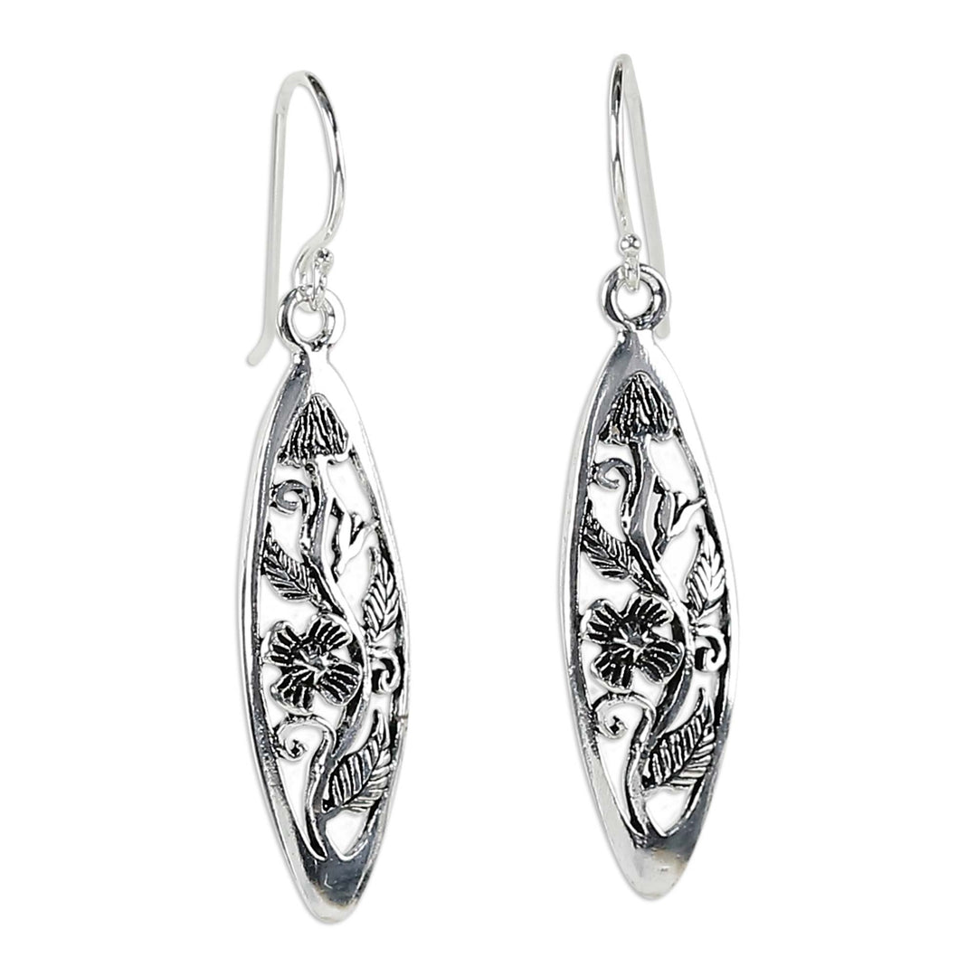 Hand Crafted Floral Sterling Silver Dangle Earrings - Spring Daisy