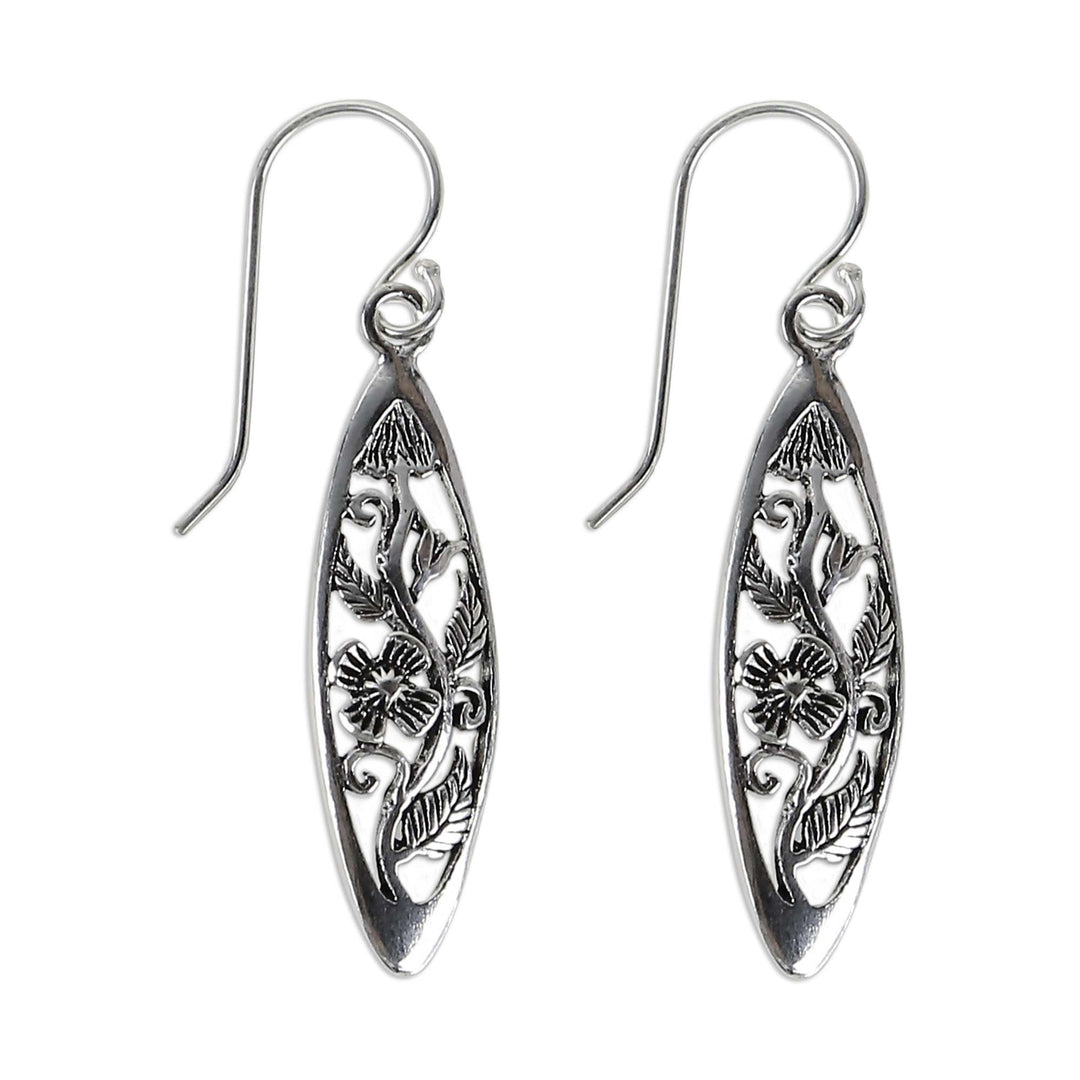 Hand Crafted Floral Sterling Silver Dangle Earrings - Spring Daisy