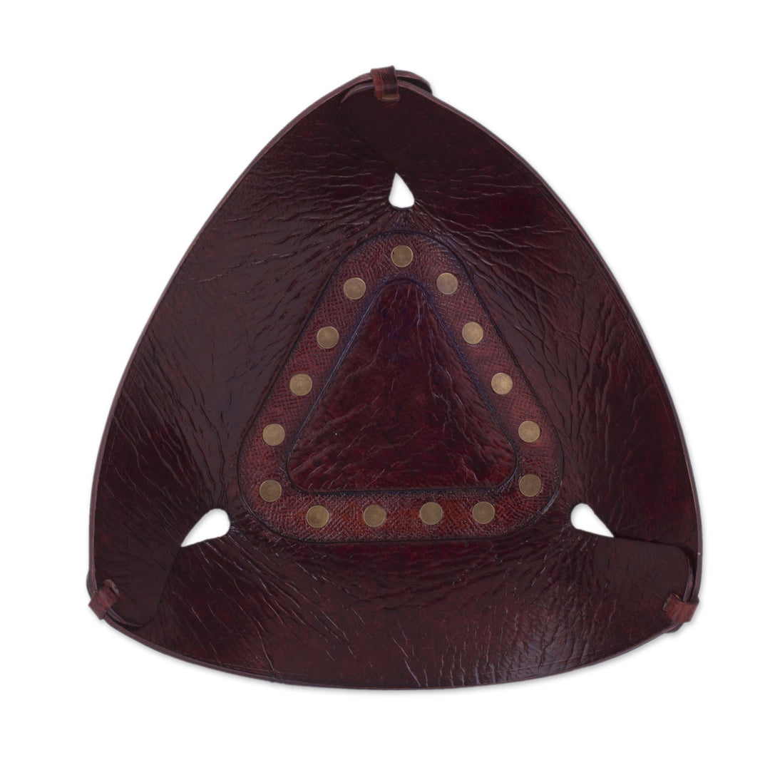 Modern Triangular Leather Catchall Handcrafted in the Andes - Essential Trinity