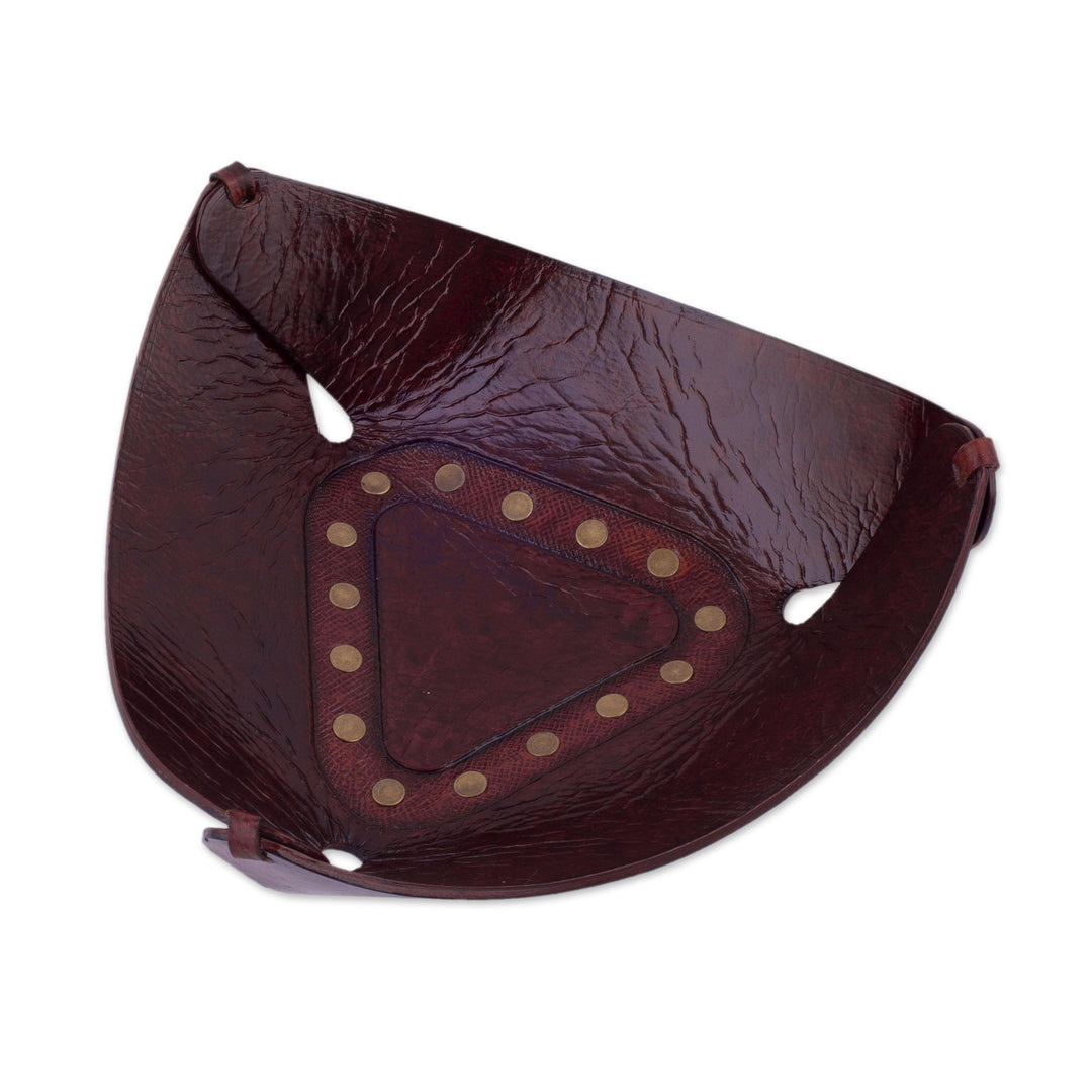 Modern Triangular Leather Catchall Handcrafted in the Andes - Essential Trinity