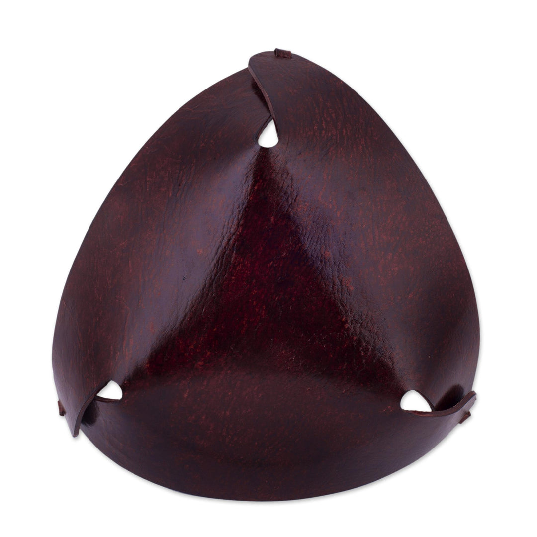 Modern Triangular Leather Catchall Handcrafted in the Andes - Essential Trinity