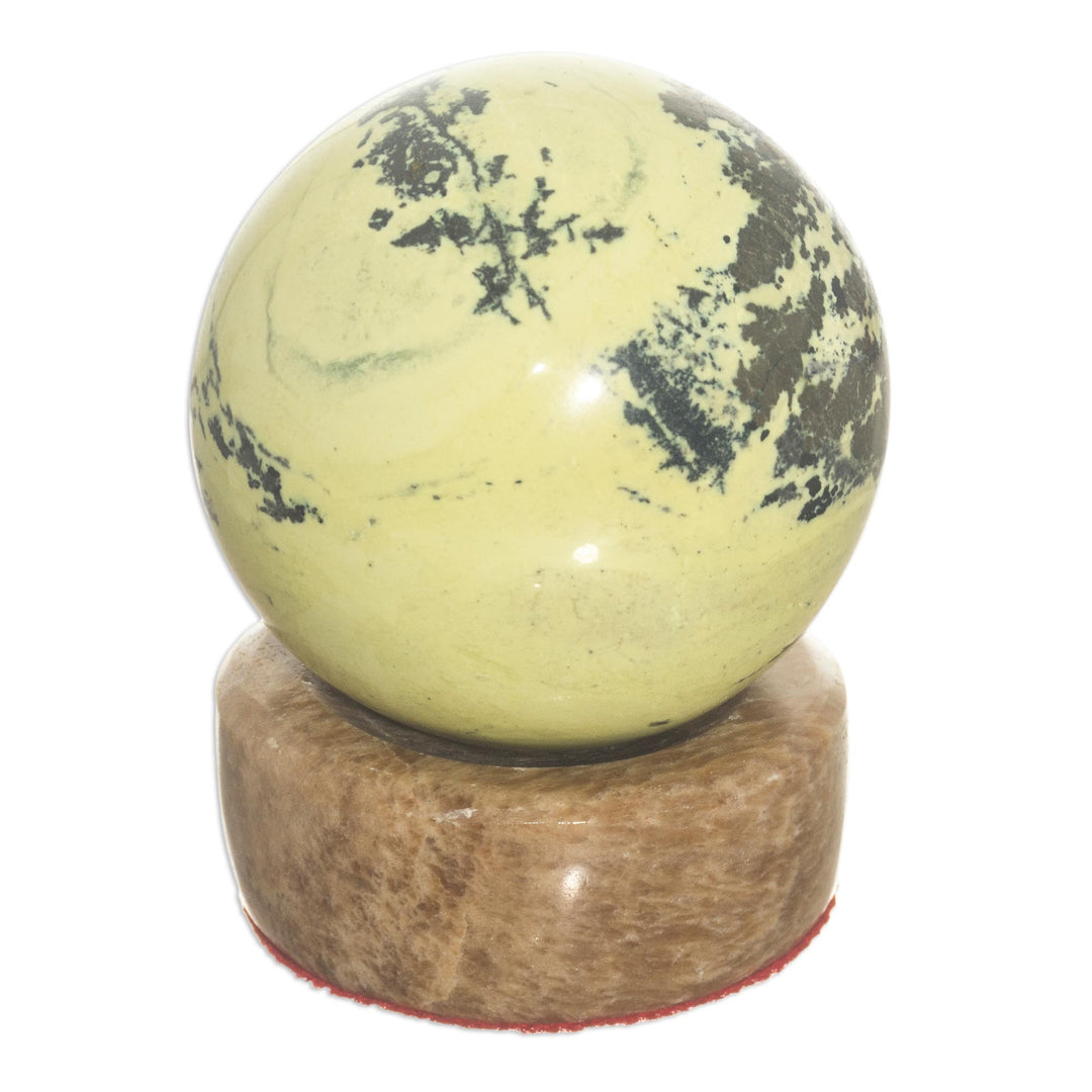 Unique Serpentine Sphere Health Sculpture - World of Nature