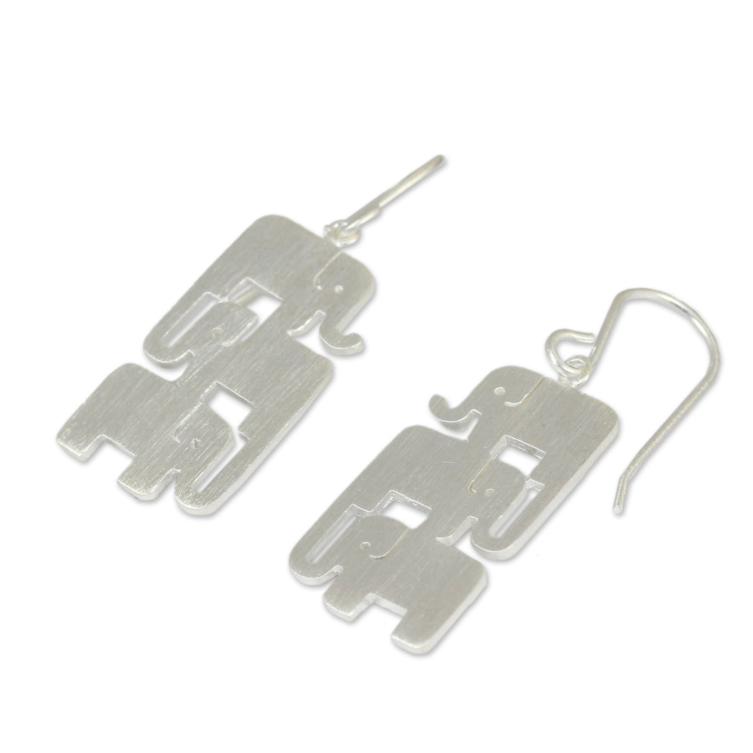 Sterling Silver Dangle Earrings - Elephant Stack
