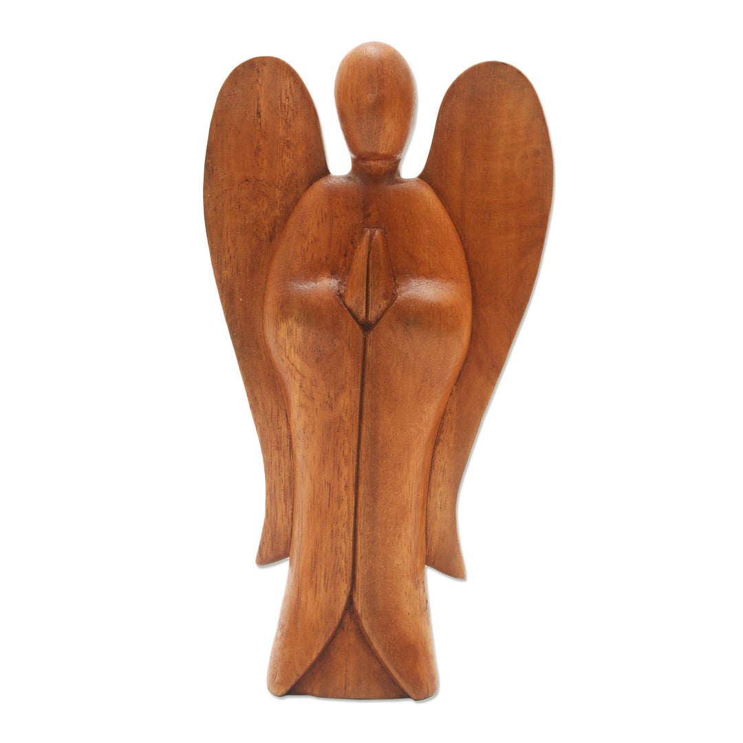 Carved Wood Sculpture - Angel Song of Peace