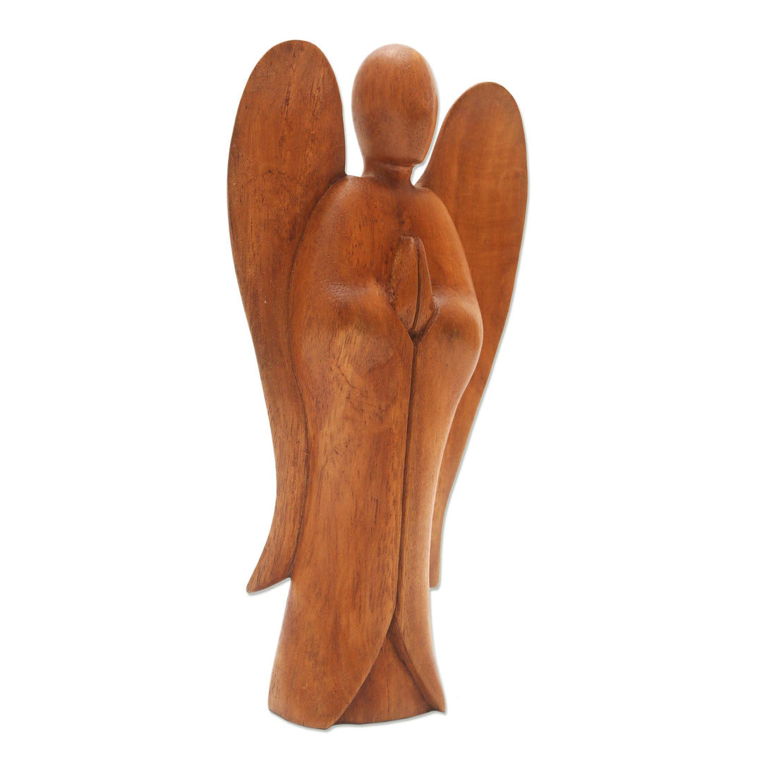 Carved Wood Sculpture - Angel Song of Peace