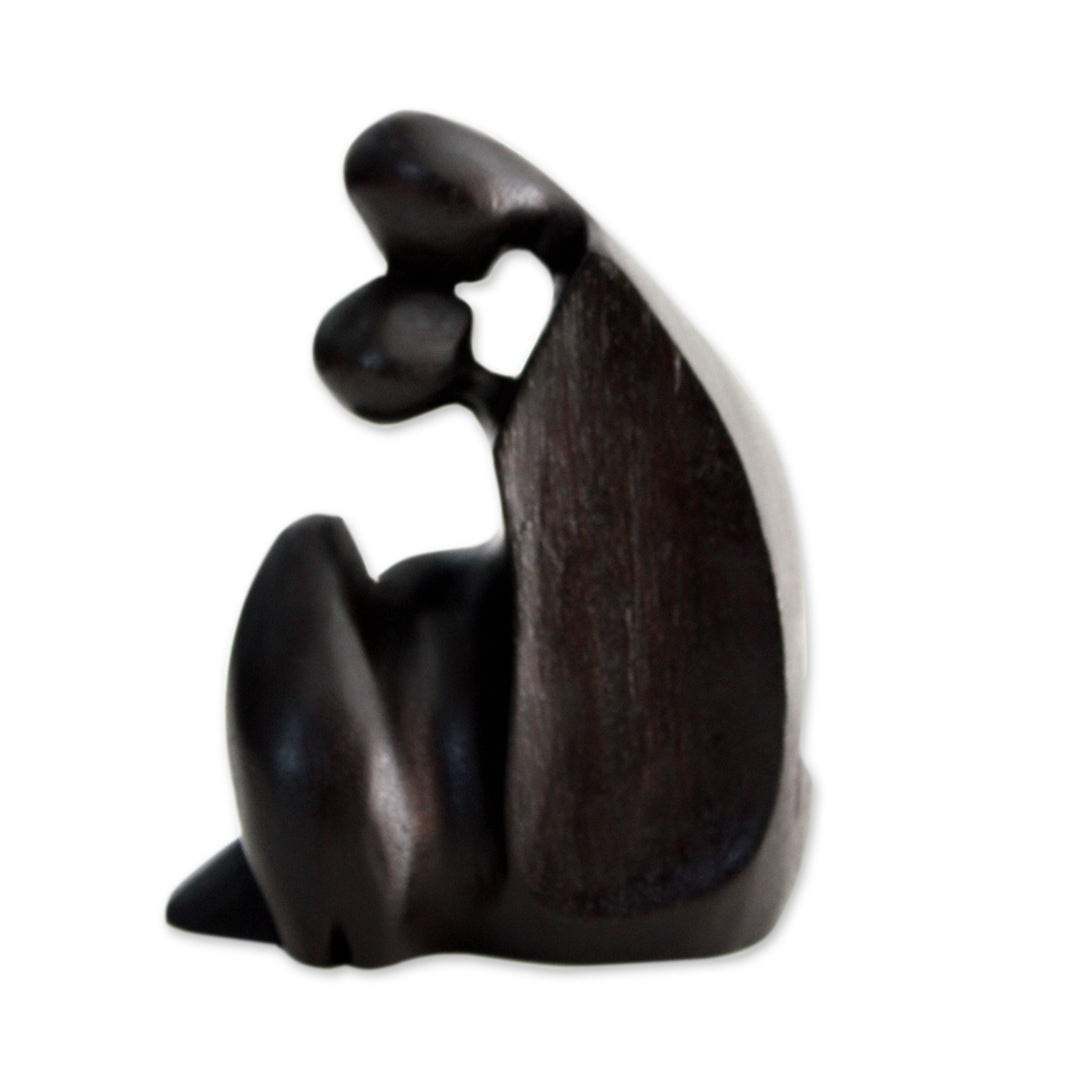 Hand Made Romantic Wood Sculpture - First Kiss