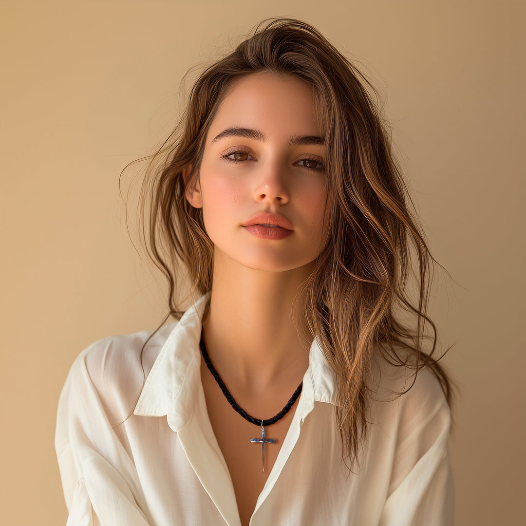 Men's Sterling Silver Cross Necklace  - Holy Sacrifice