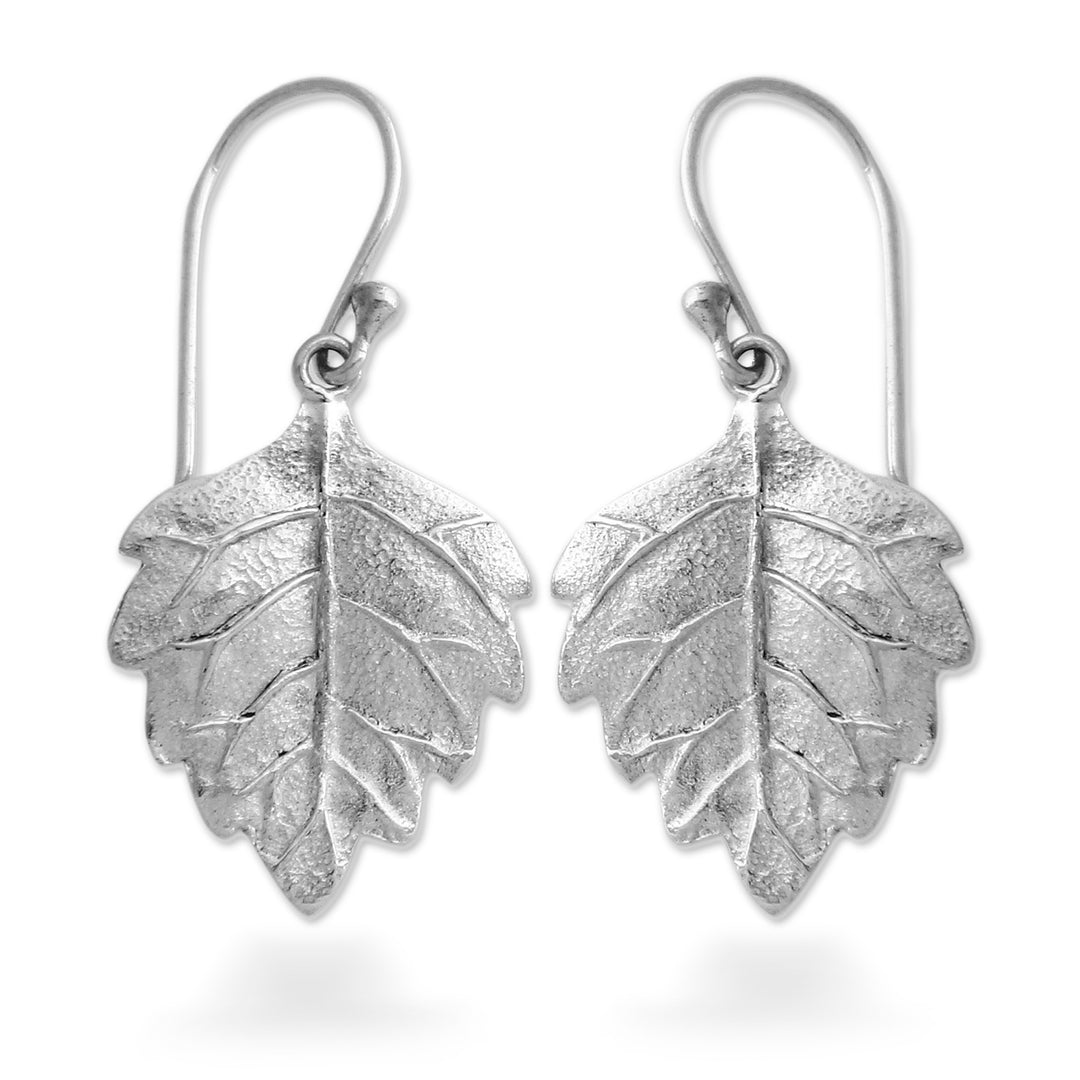Fair Trade Sterling Silver Leaf Earrings - Glistening Leaves