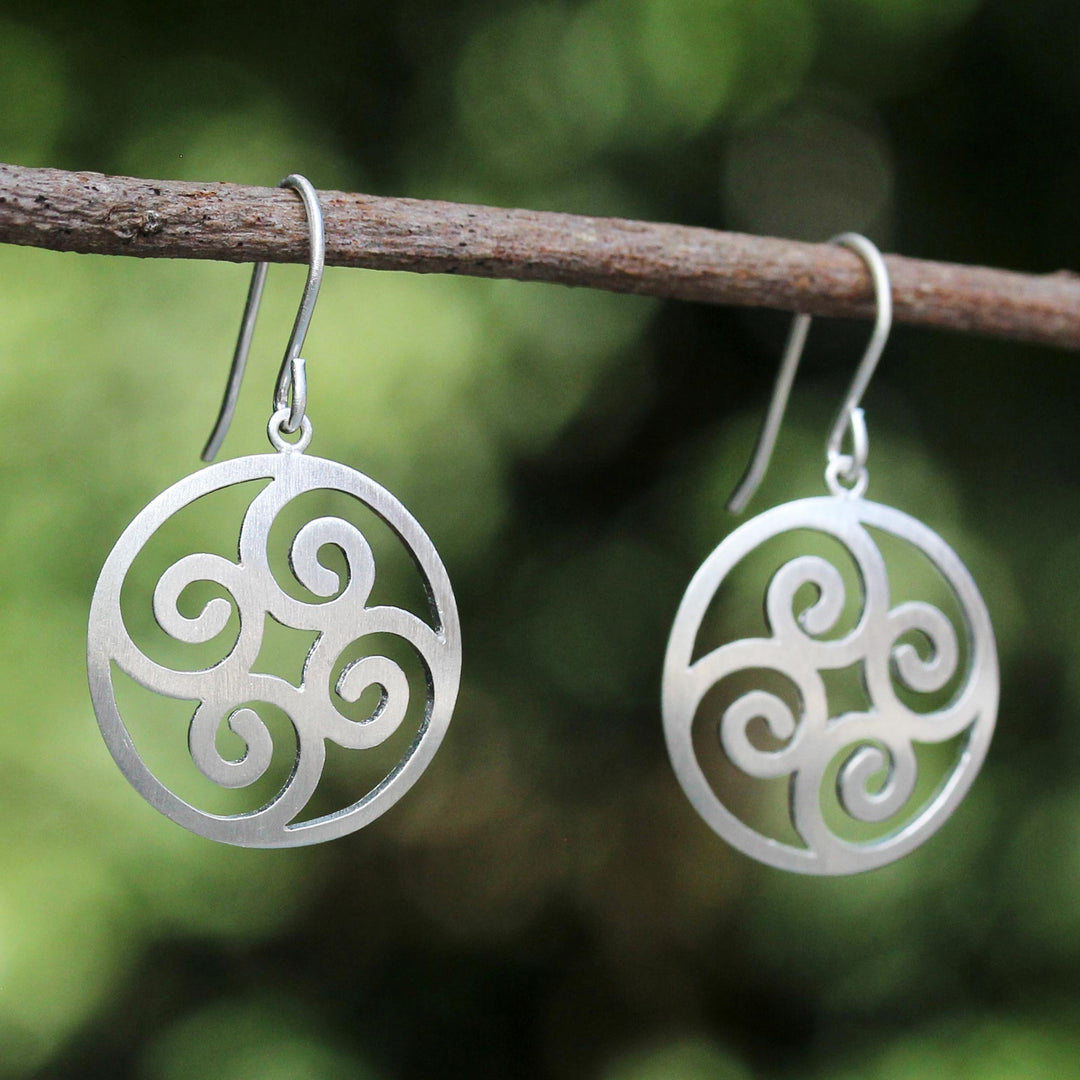 Artisan Crafted Sterling Silver Dangle Earrings - Forest Fern