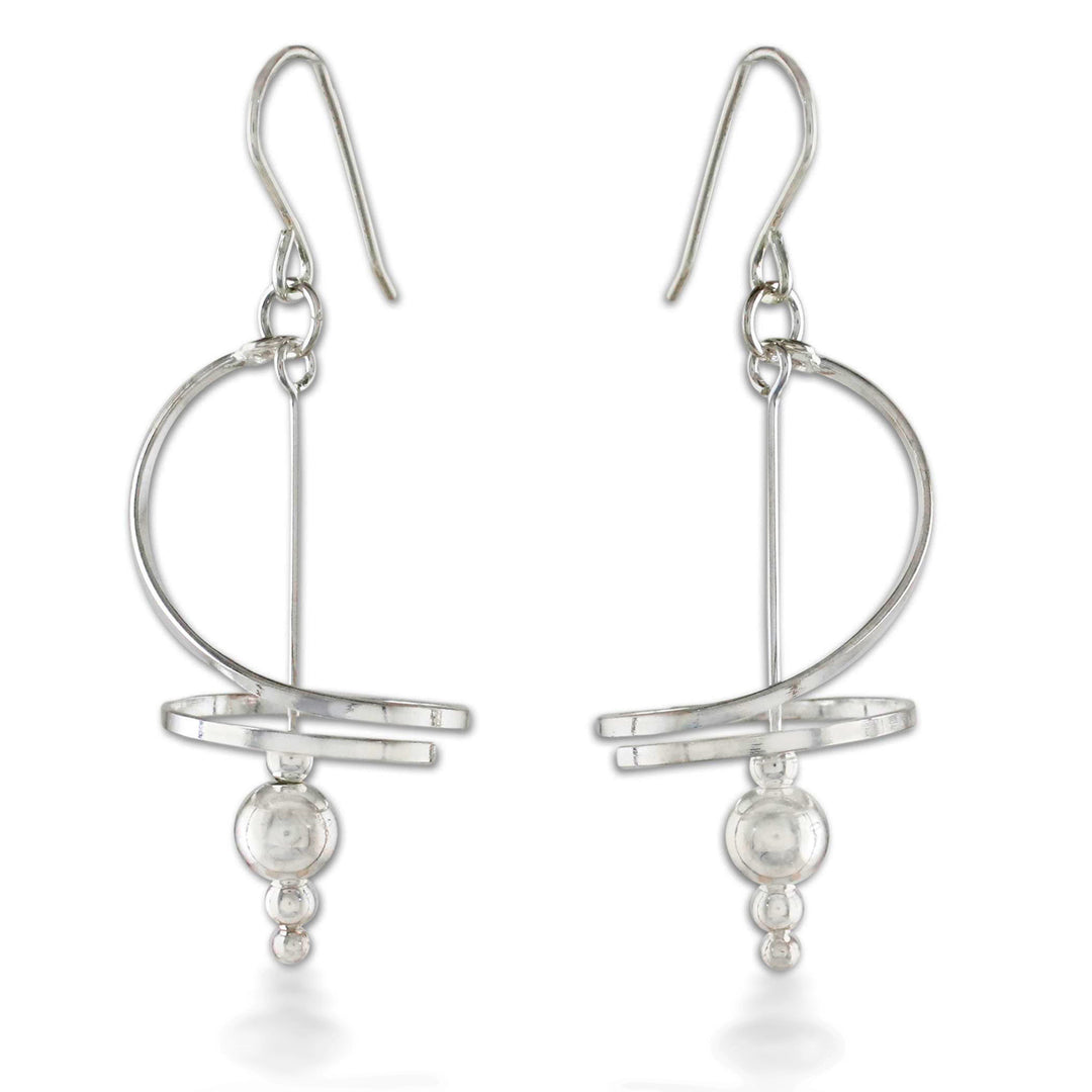 Fair Trade Modern Sterling Silver Dangle Earrings - Pirouette