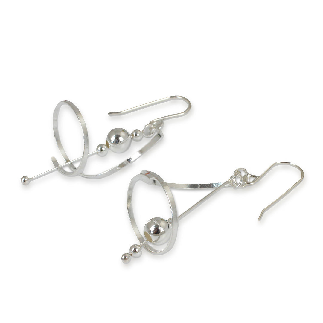 Fair Trade Modern Sterling Silver Dangle Earrings - Pirouette