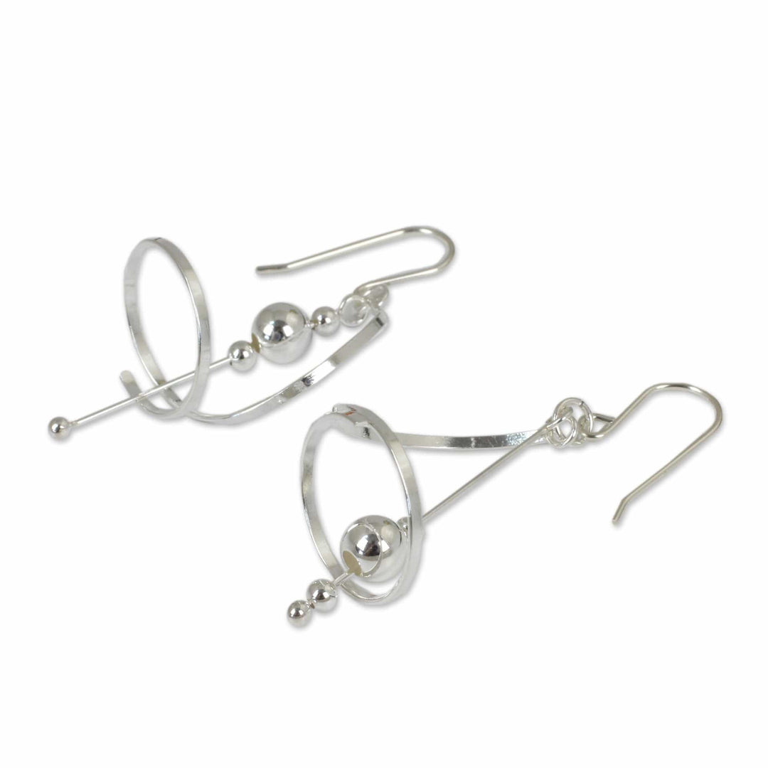 Fair Trade Modern Sterling Silver Dangle Earrings - Pirouette