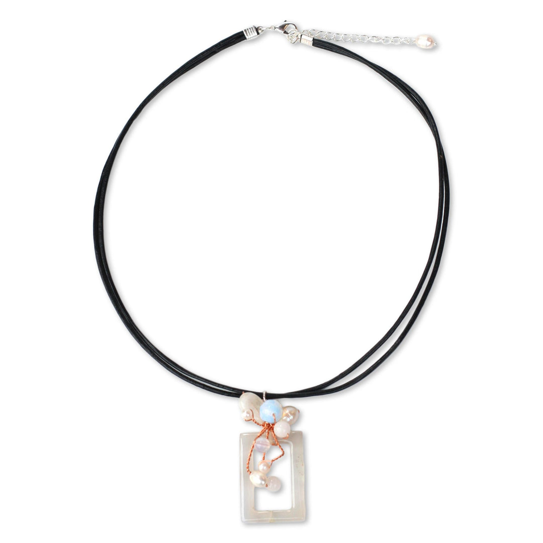 Pearl and Agate Pendant Necklace - Balloons