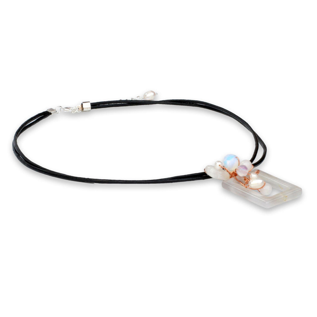 Pearl and Agate Pendant Necklace - Balloons