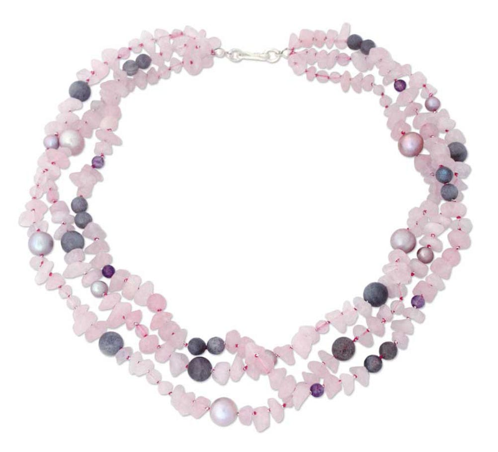 Rose Quartz and Pearl Choker - Spun Sugar