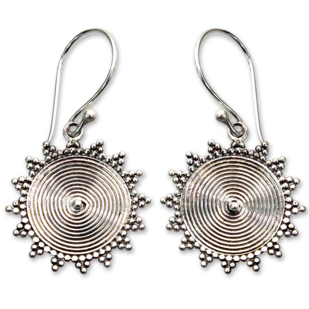 Sterling Silver Dangle Earrings from Indonesia - Purnama Sun