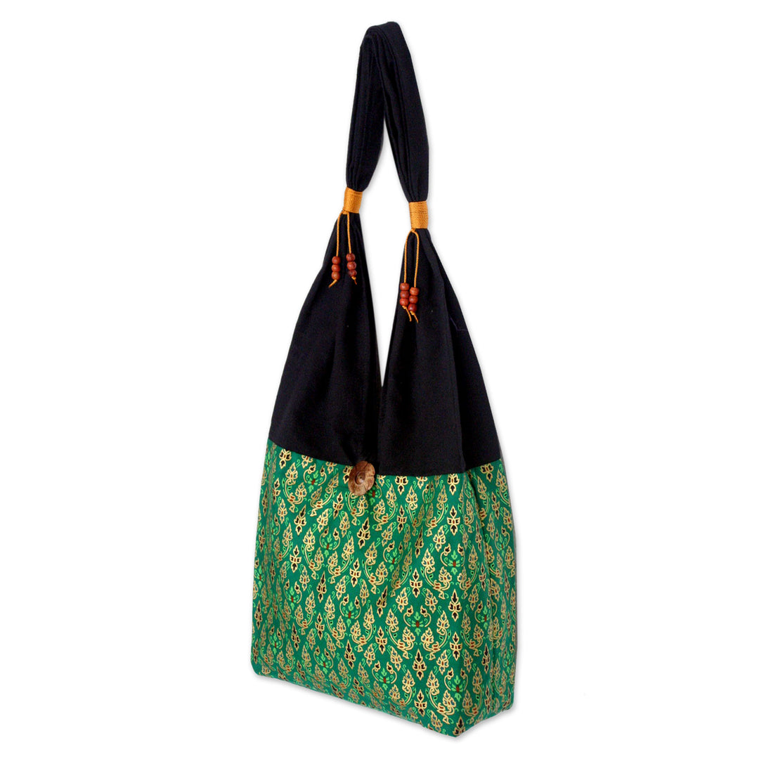 Hand Crafted Cotton Shoulder Bag  - Thai Emerald